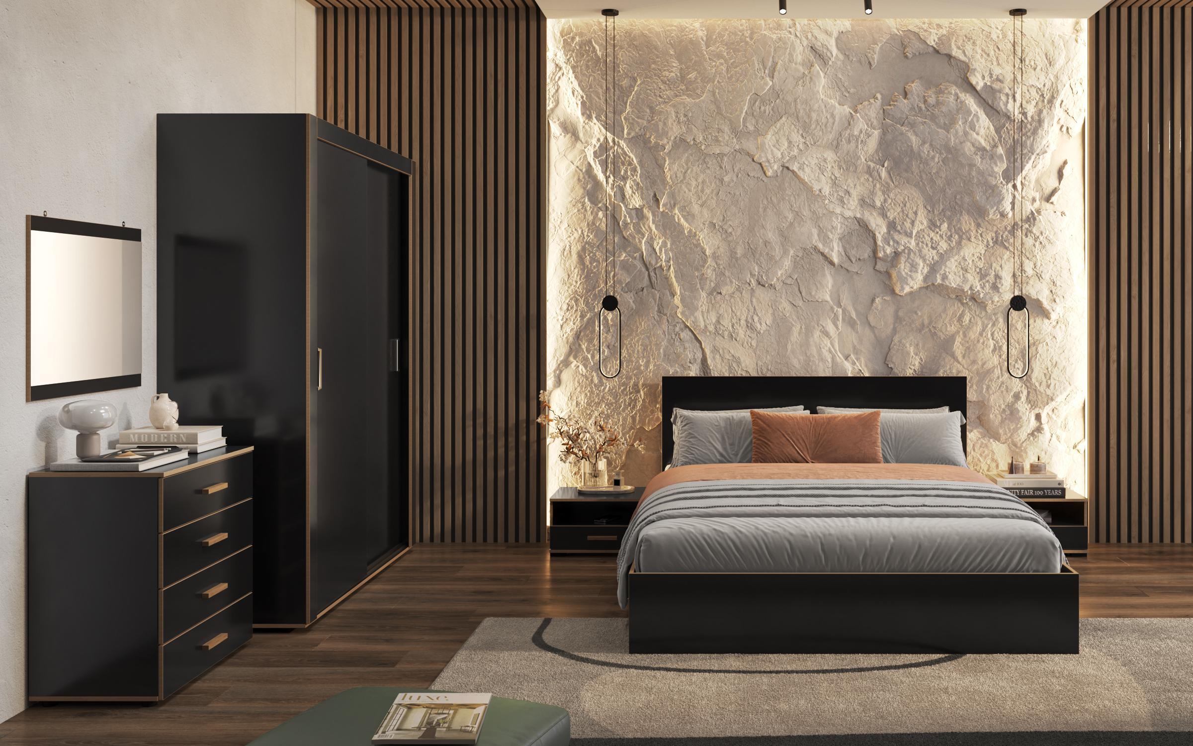 Спальный гарнитур под матрас 160/200 Фрей, черный глянец  4