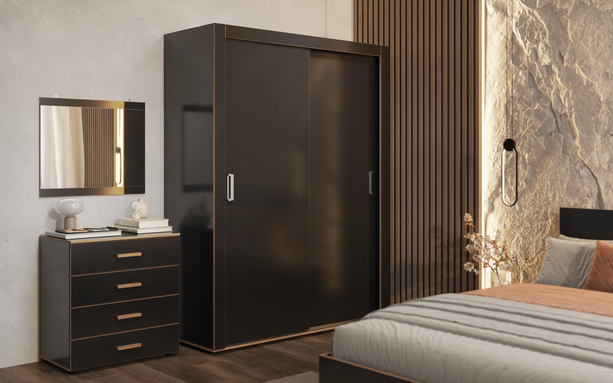 Спальный гарнитур под матрас 160/200 Фрей, черный глянец  6