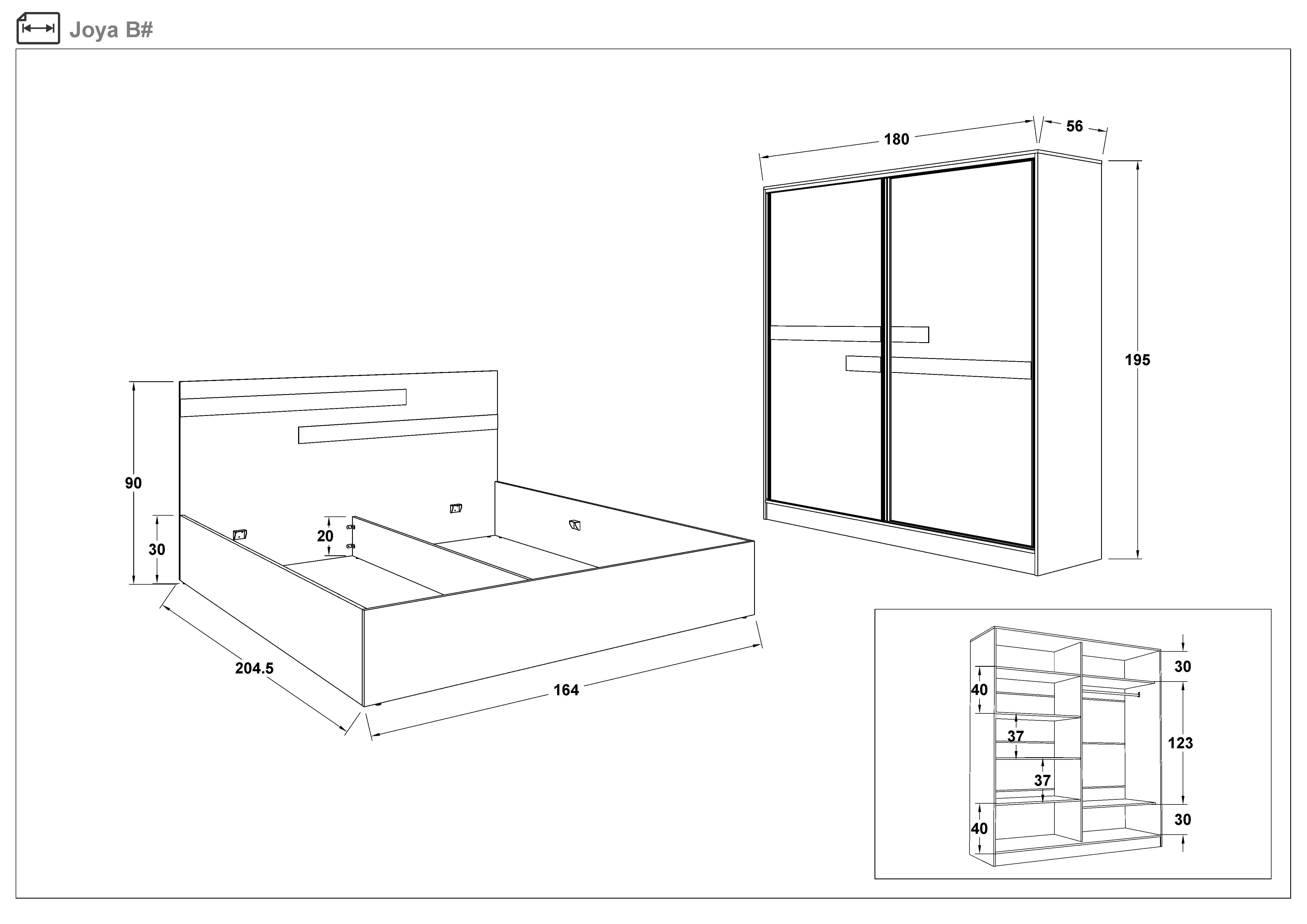 Set dormitor 160/200 Joya, stejar sonoma  2
