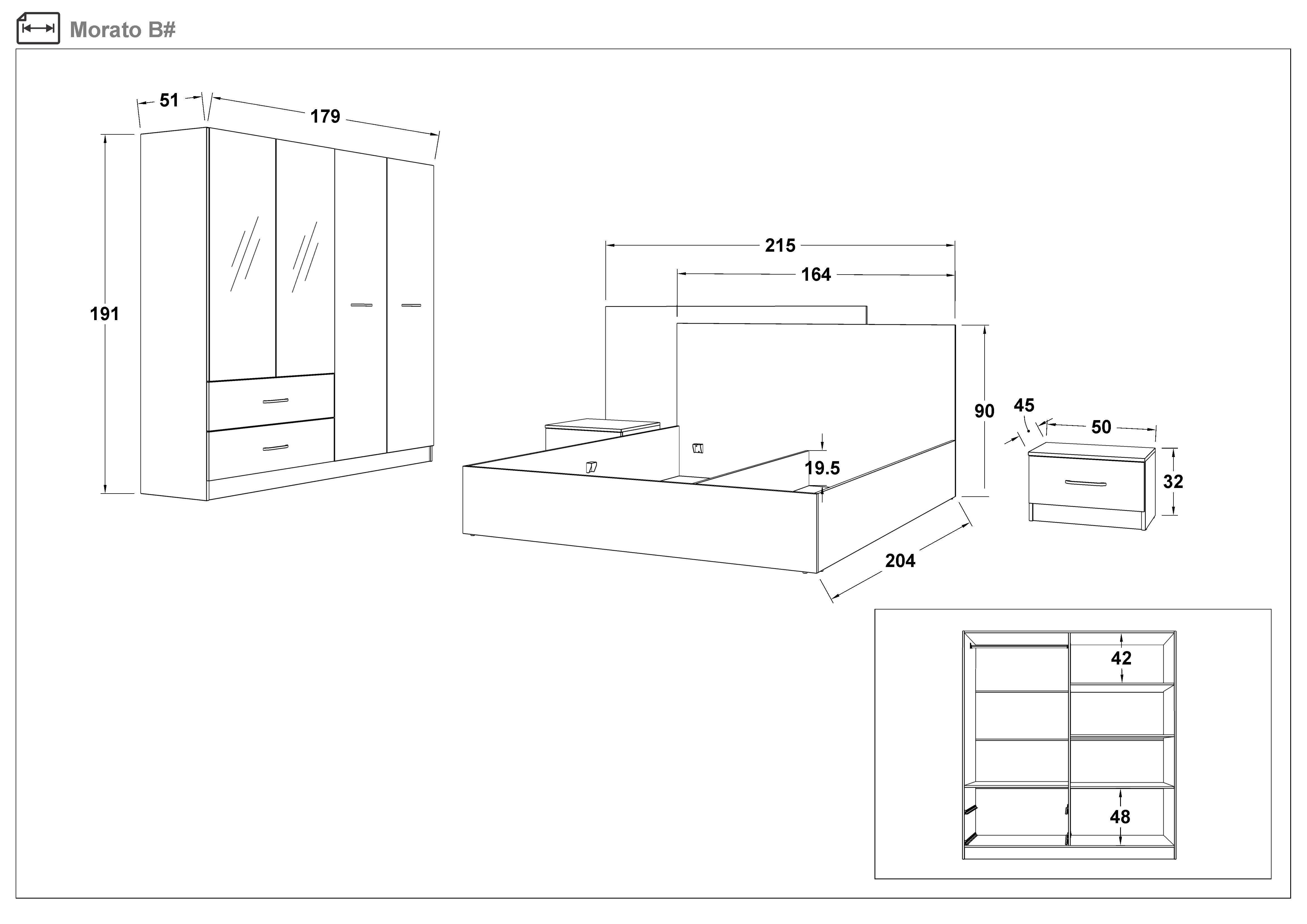 Спальный гарнитур под матрас 160/200 + LED-подсветка Морато, мрамор Тунис + шиншилла серая  2