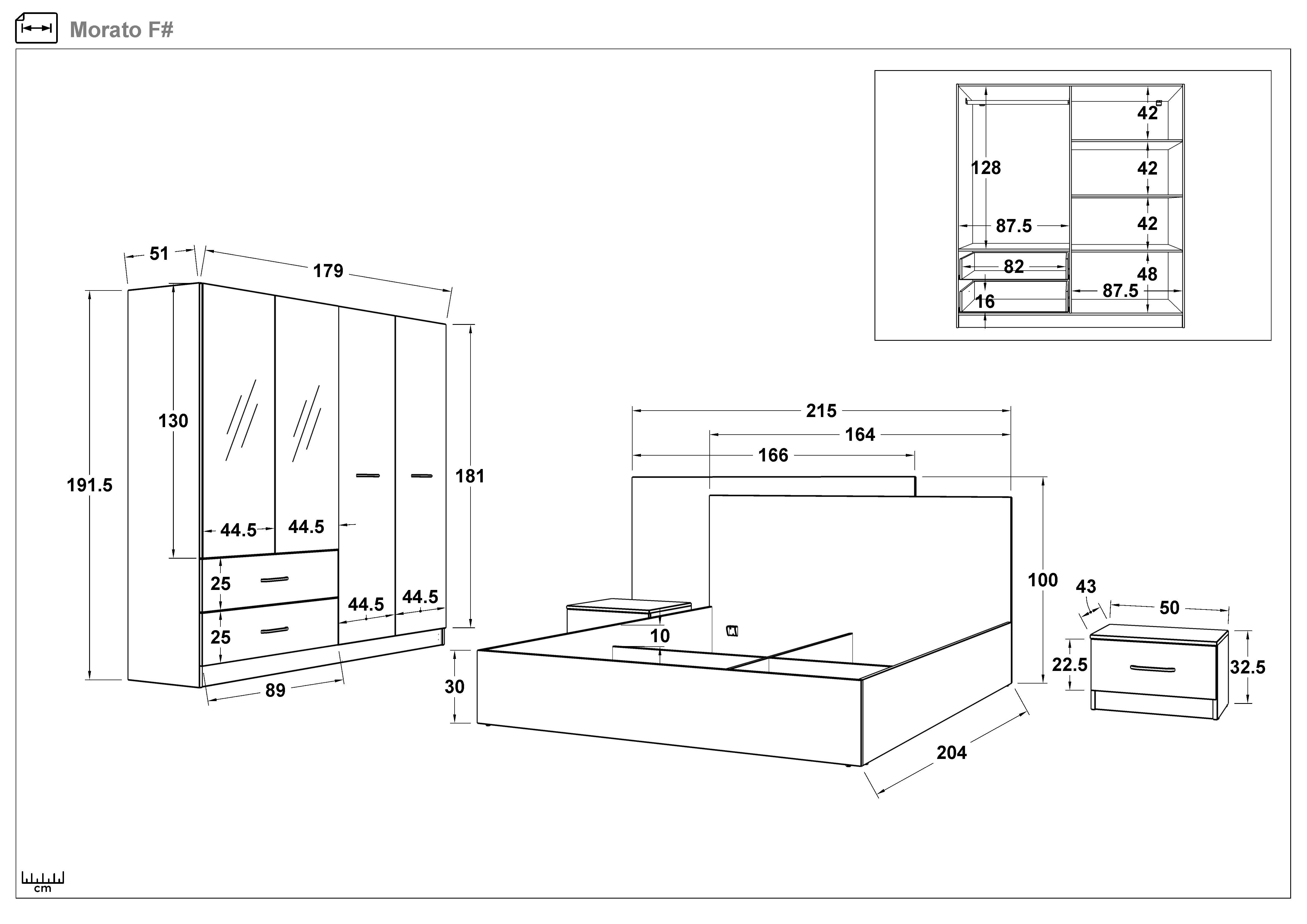 Set dormitor + saltea 160/200 + iluminare LED Morato, Marmura Tunis + chinchilla gri  2