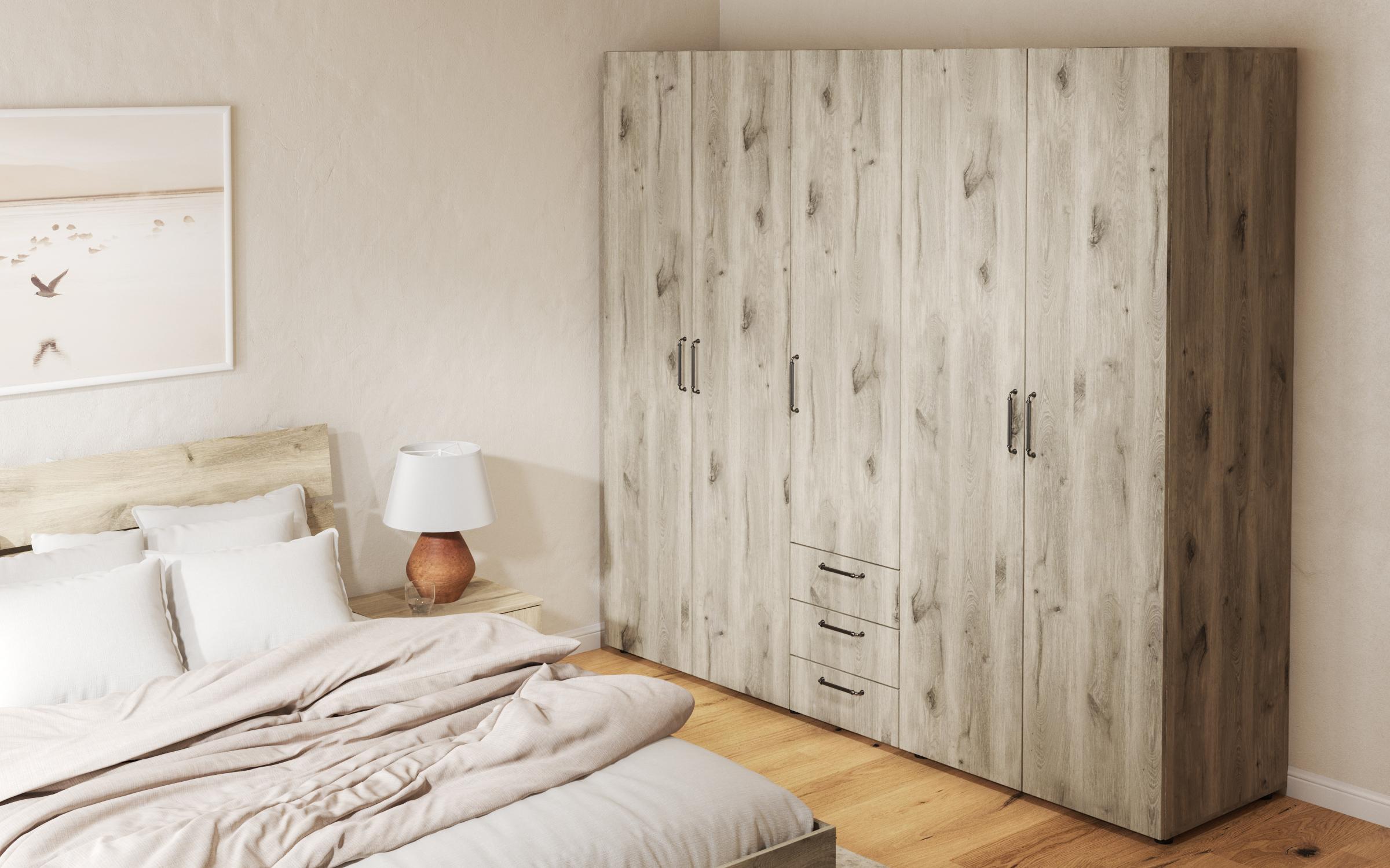 Set dormitor Terini pentru saltea 160/200, stejar scandinav deschis  4