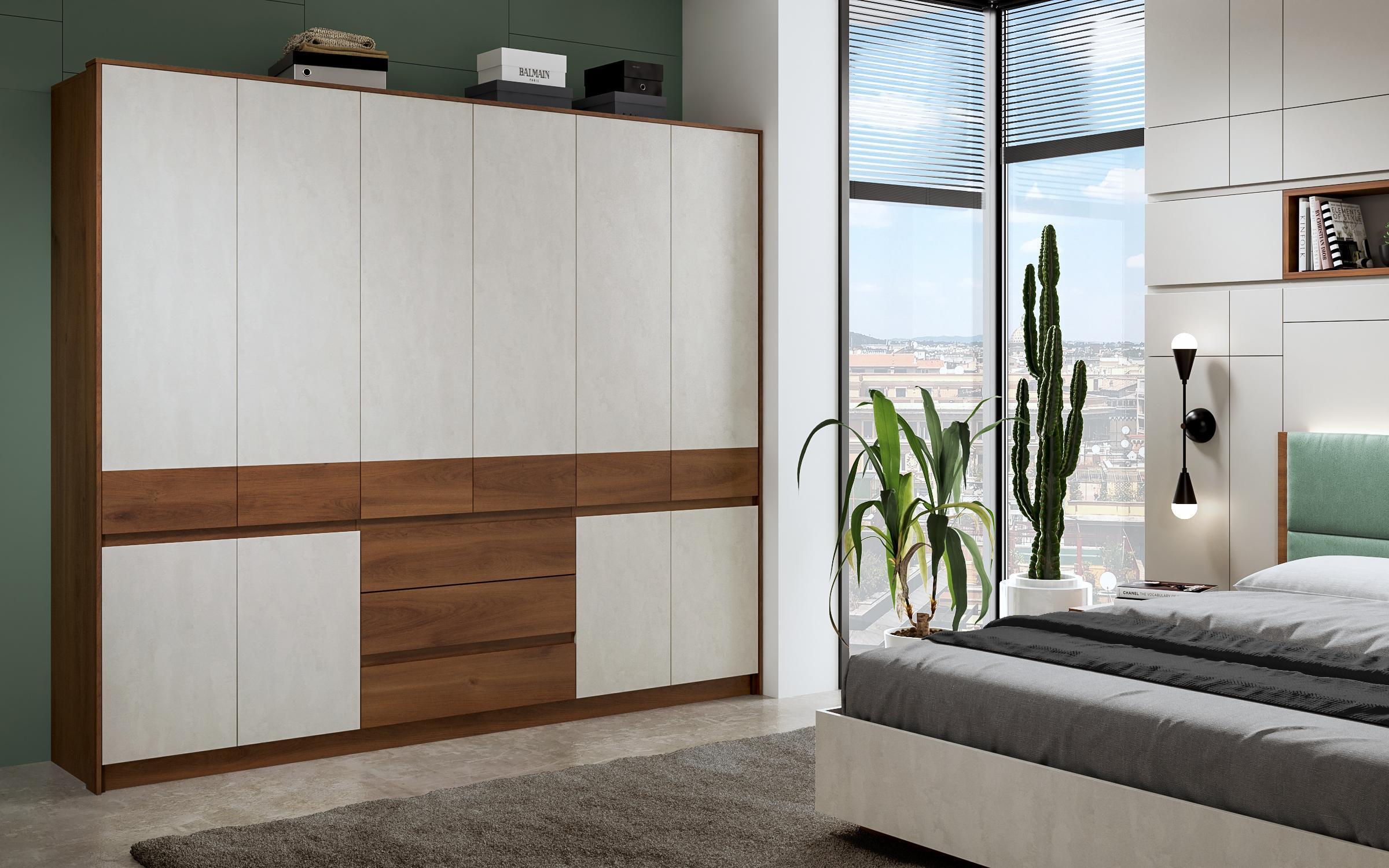 Set dormitor 160/200 Valenti + saltea, stejar coniac + Silk  6