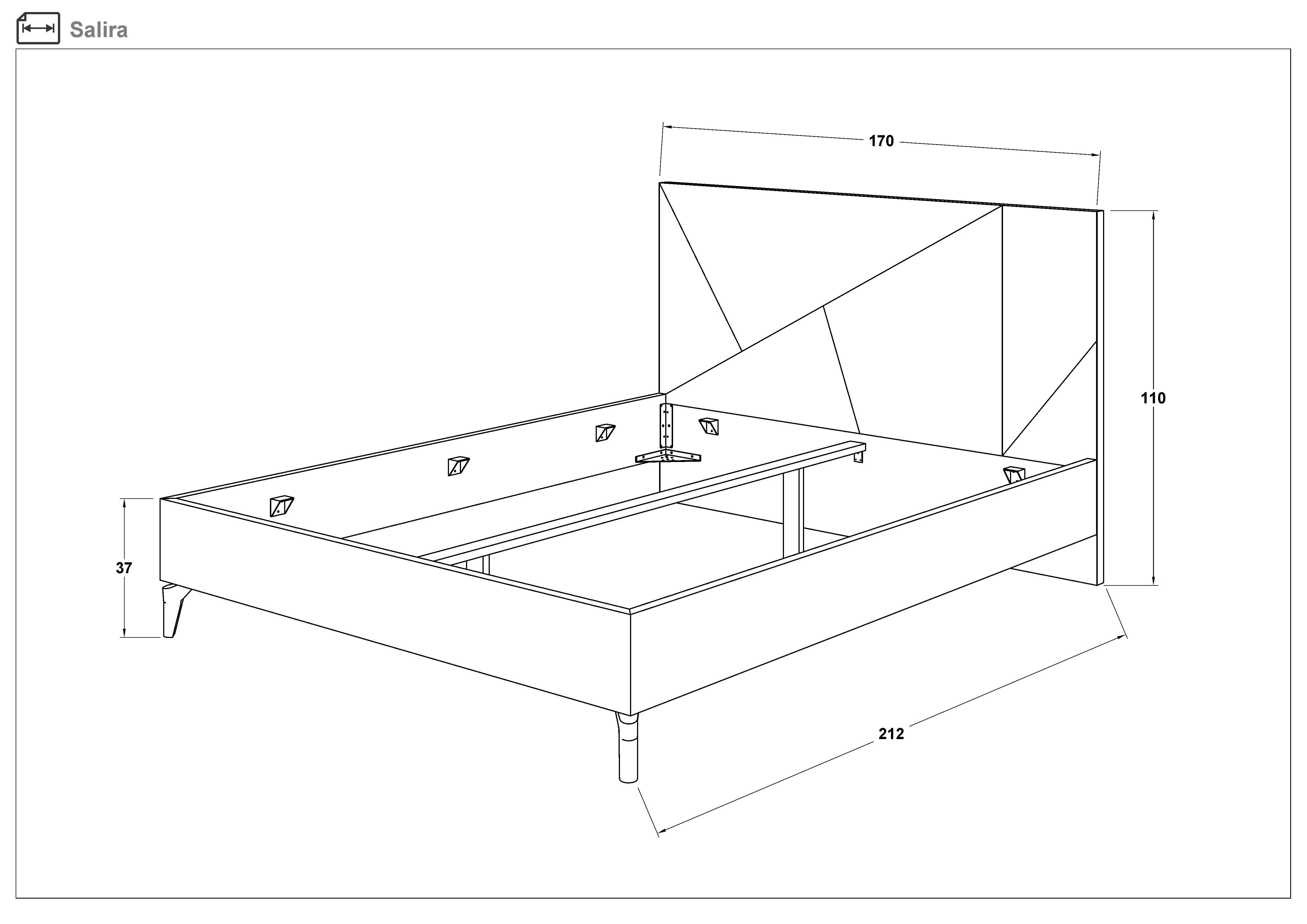 Двуспальная кровать с мягкой обивкой 160/200 Салира, оранжевый  2