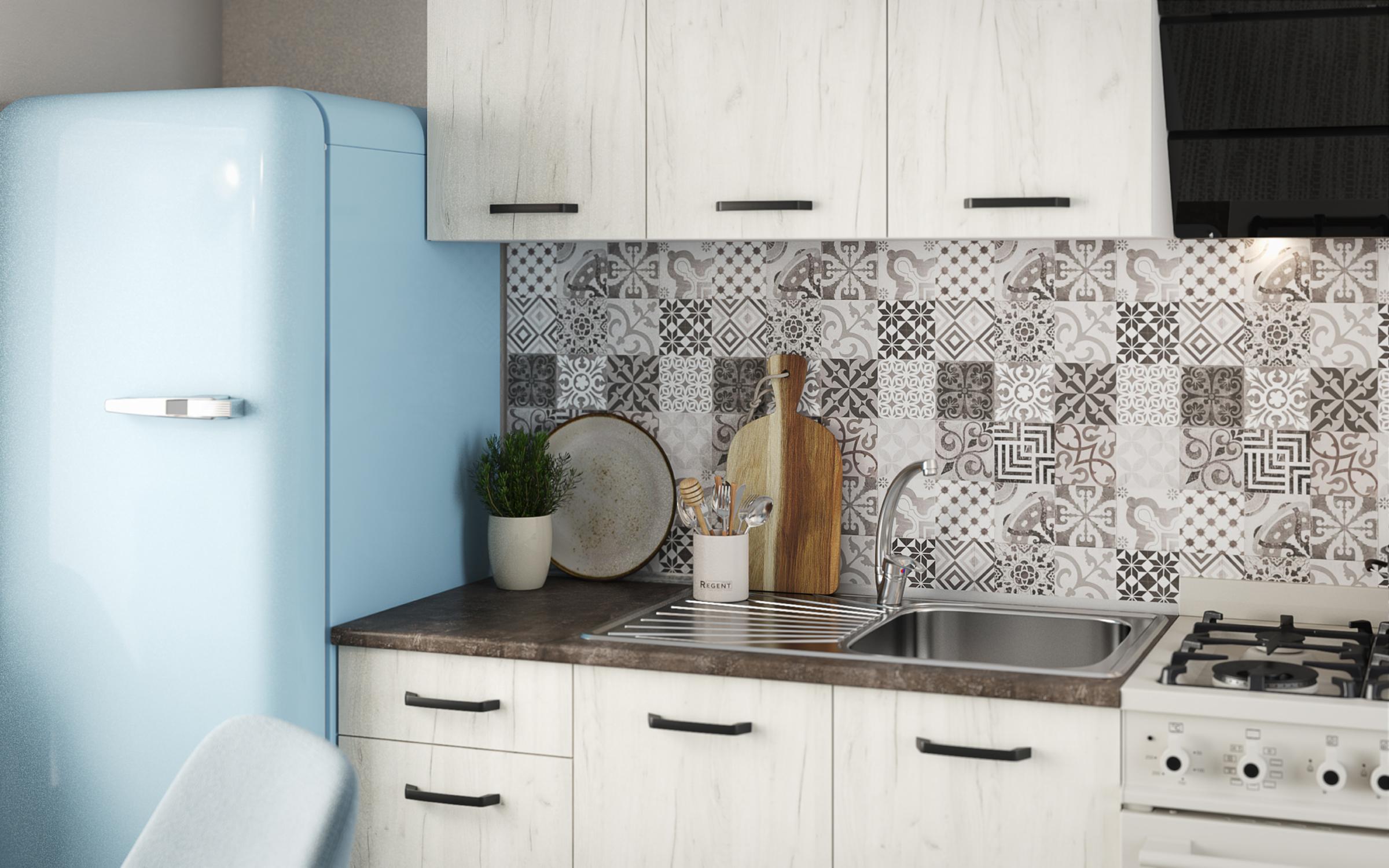 Bucatarie Latris, alb + stejar craft alb  3