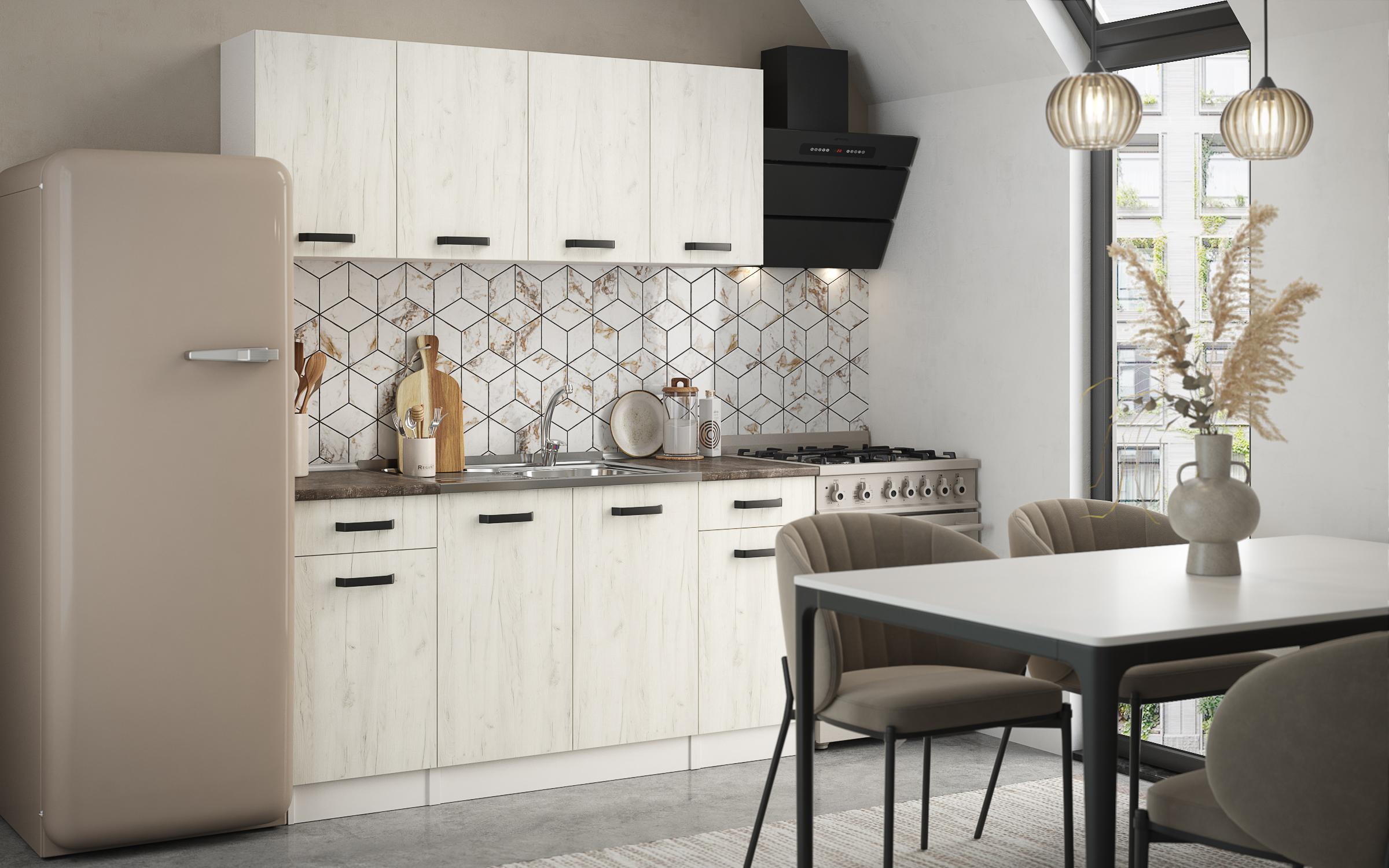Bucatarie Latris, alb + stejar craft alb  1