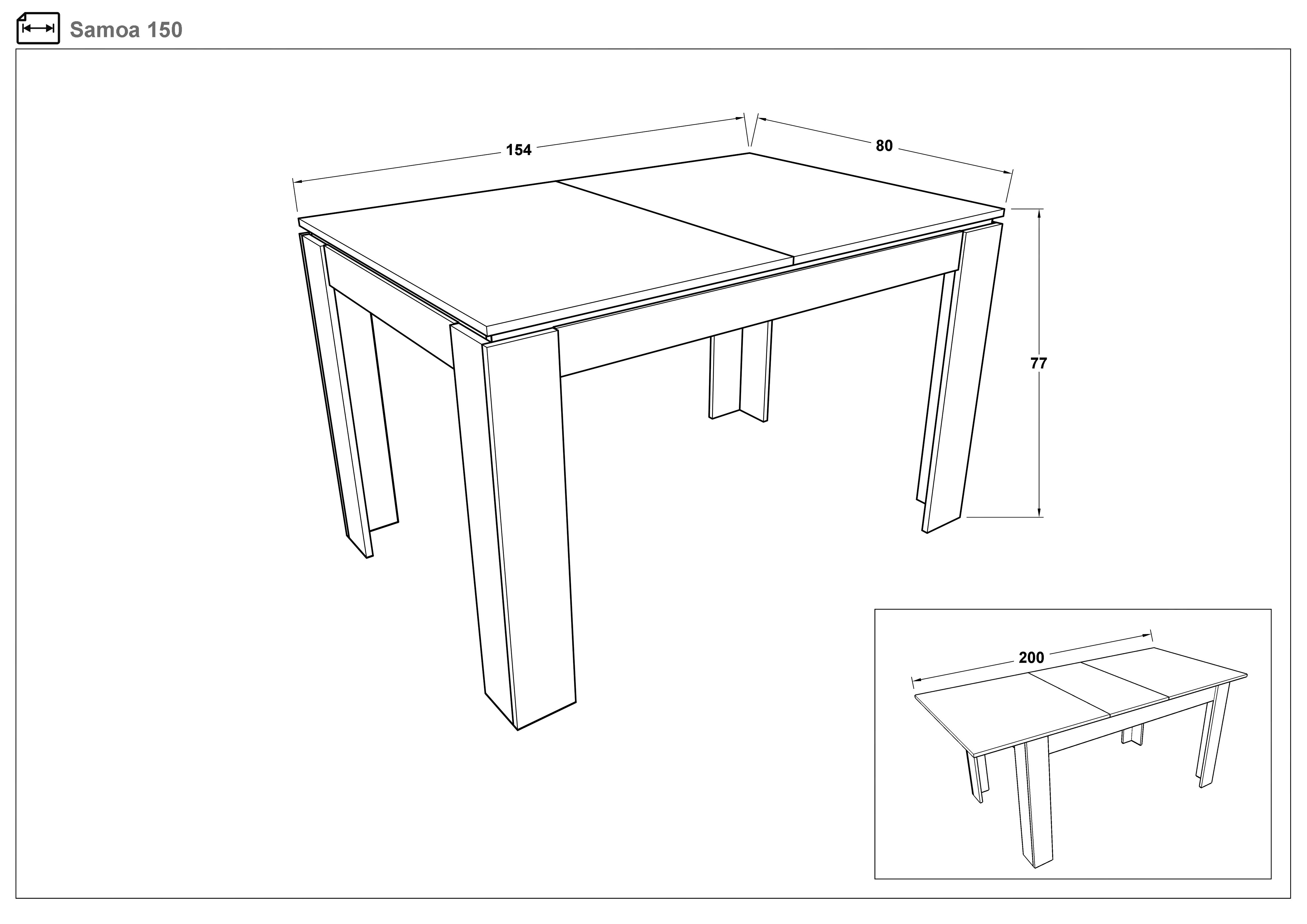 Раздвижной обеденный стол Самоа 150, белый глянец  2