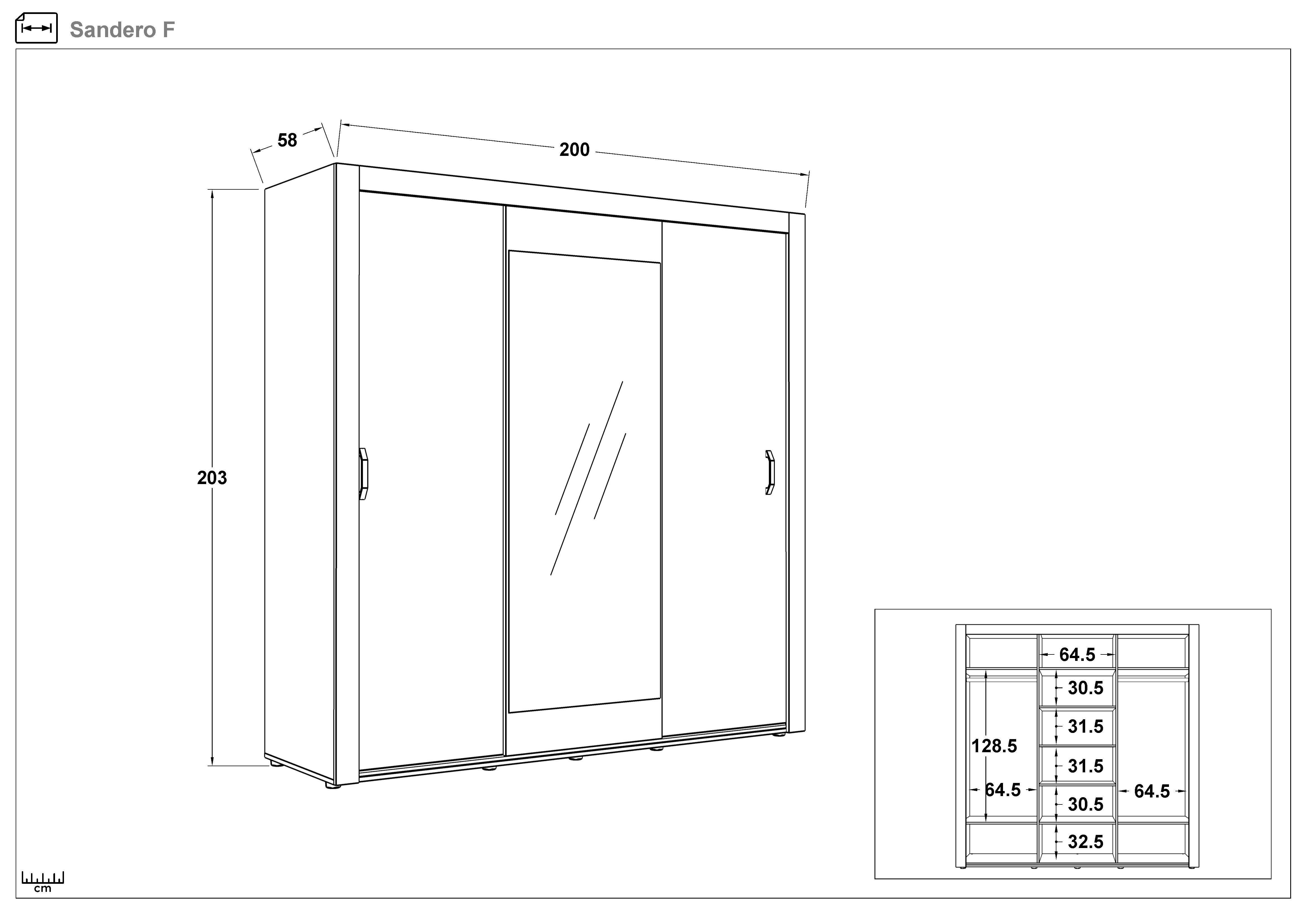 Set dormitor 160/200 Sandero + saltea, stejar scandinav inchis + Magma  7