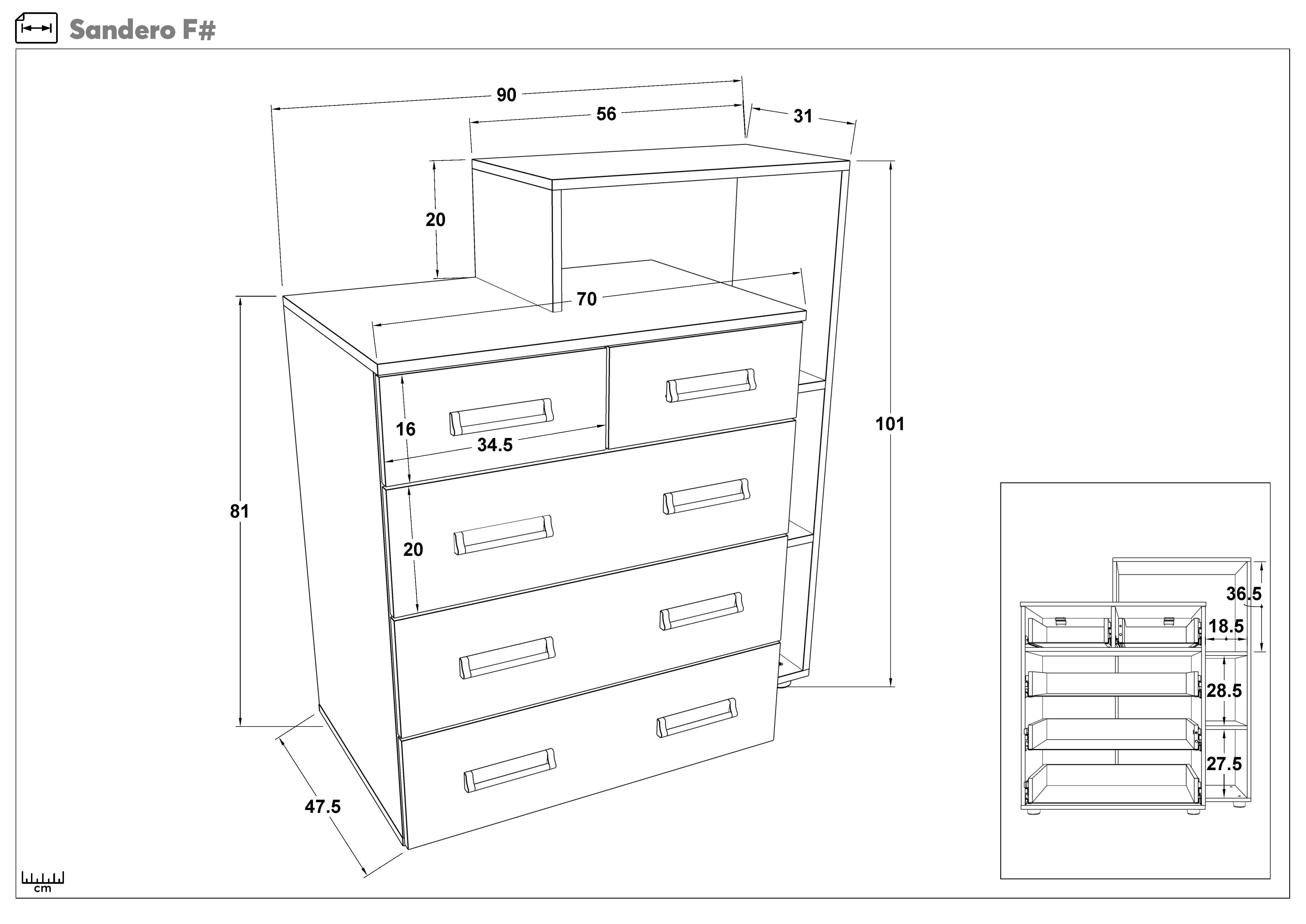 Set dormitor 160/200 Sandero + saltea, stejar scandinav inchis + Magma  9