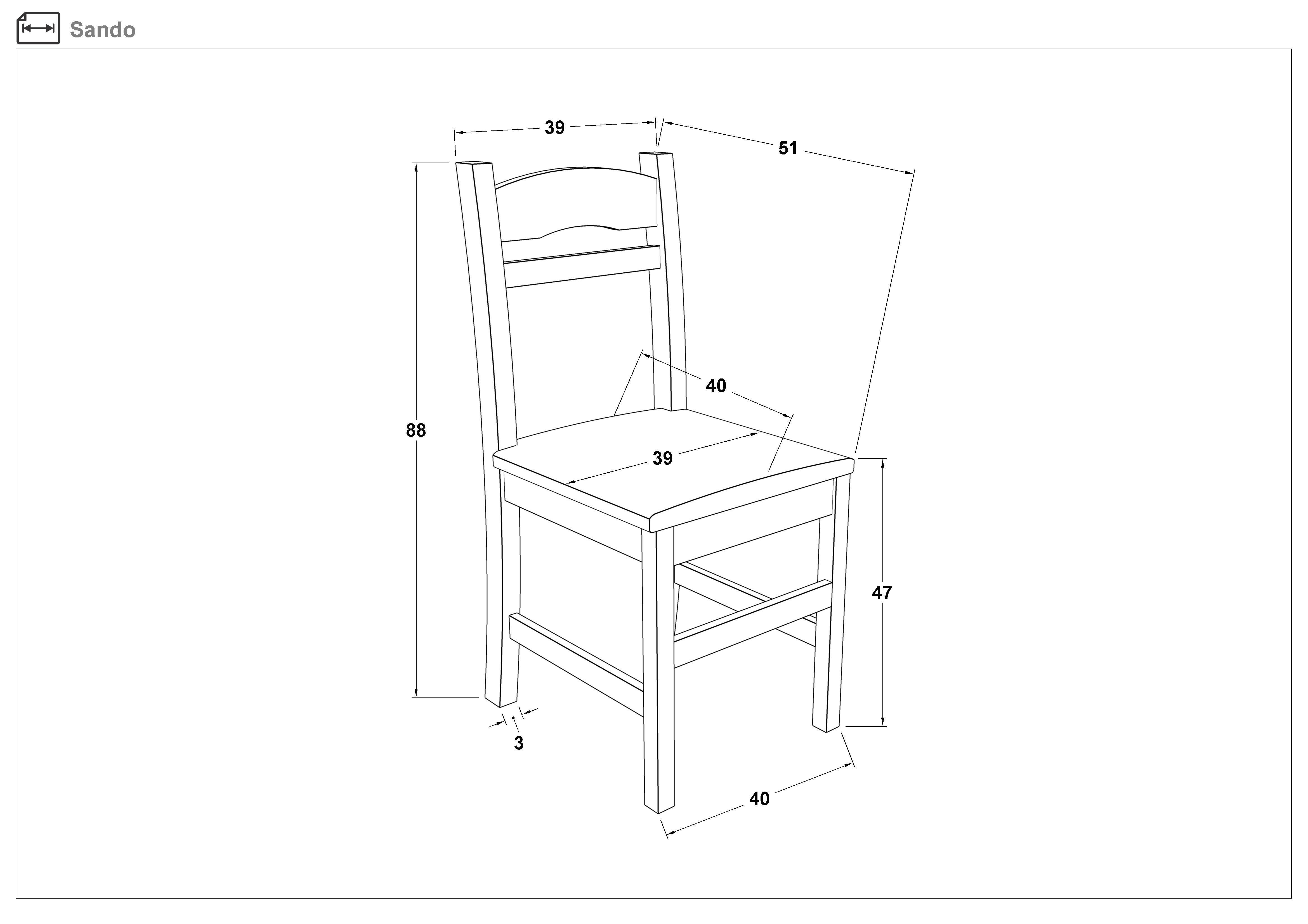Scaun de masa Sando, natural cu sezut maro  2