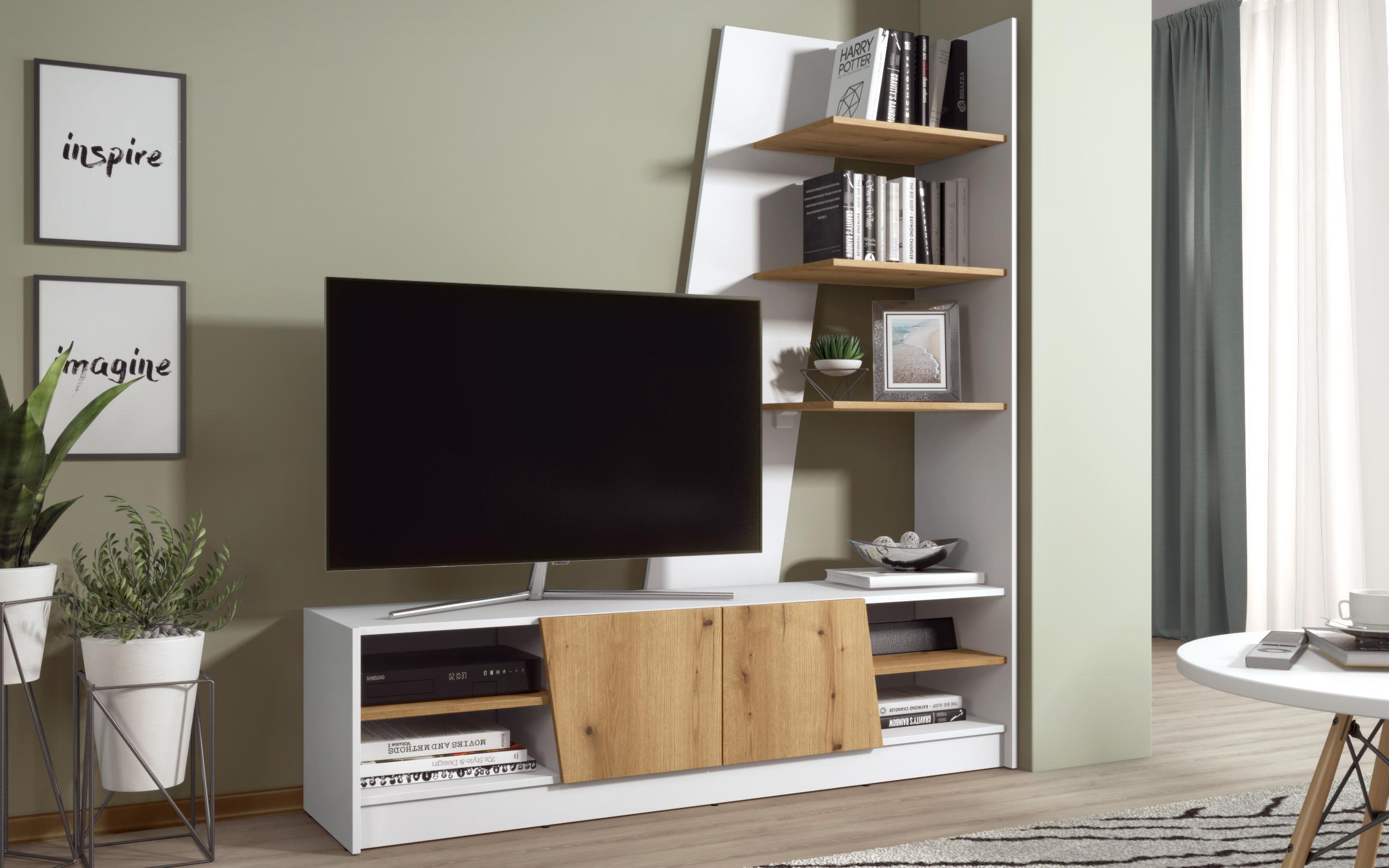 Apartament Evora S, gri inchis + maro + alb mat + stejar evoc + alb lucios + galben + stejar evoc + verde + Silk  6