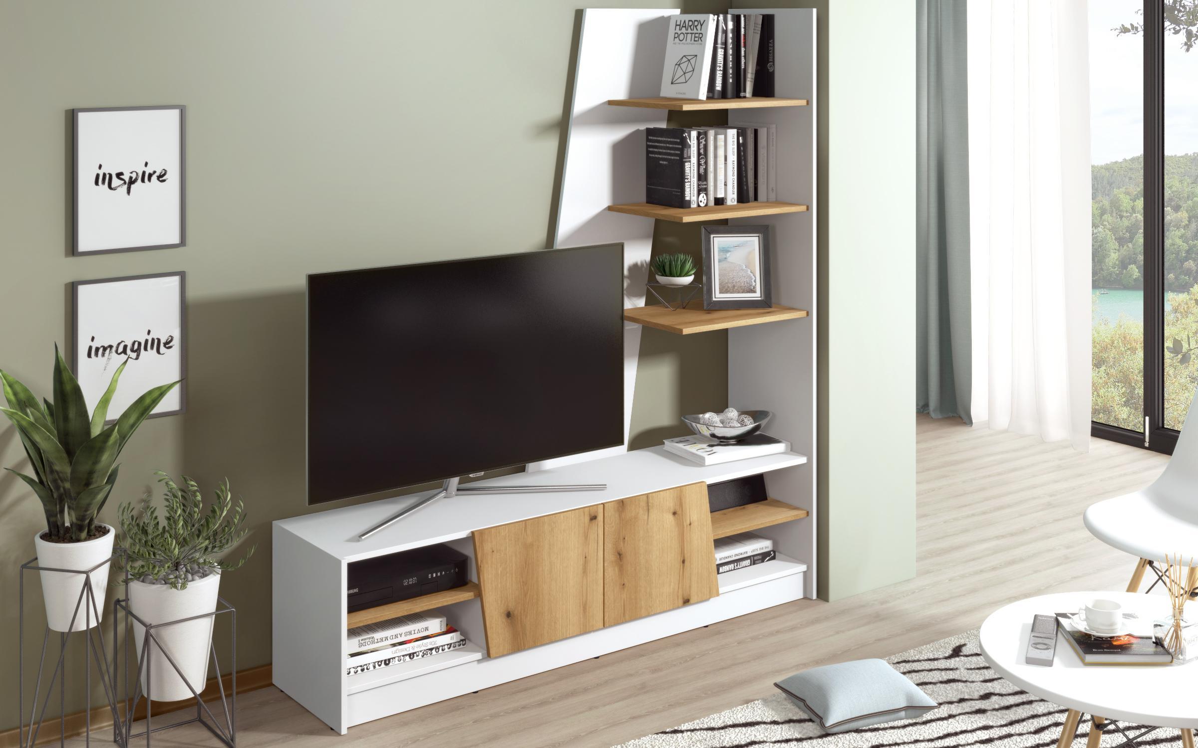 Biblioteca Marta, alb mat + stejar evoc  2