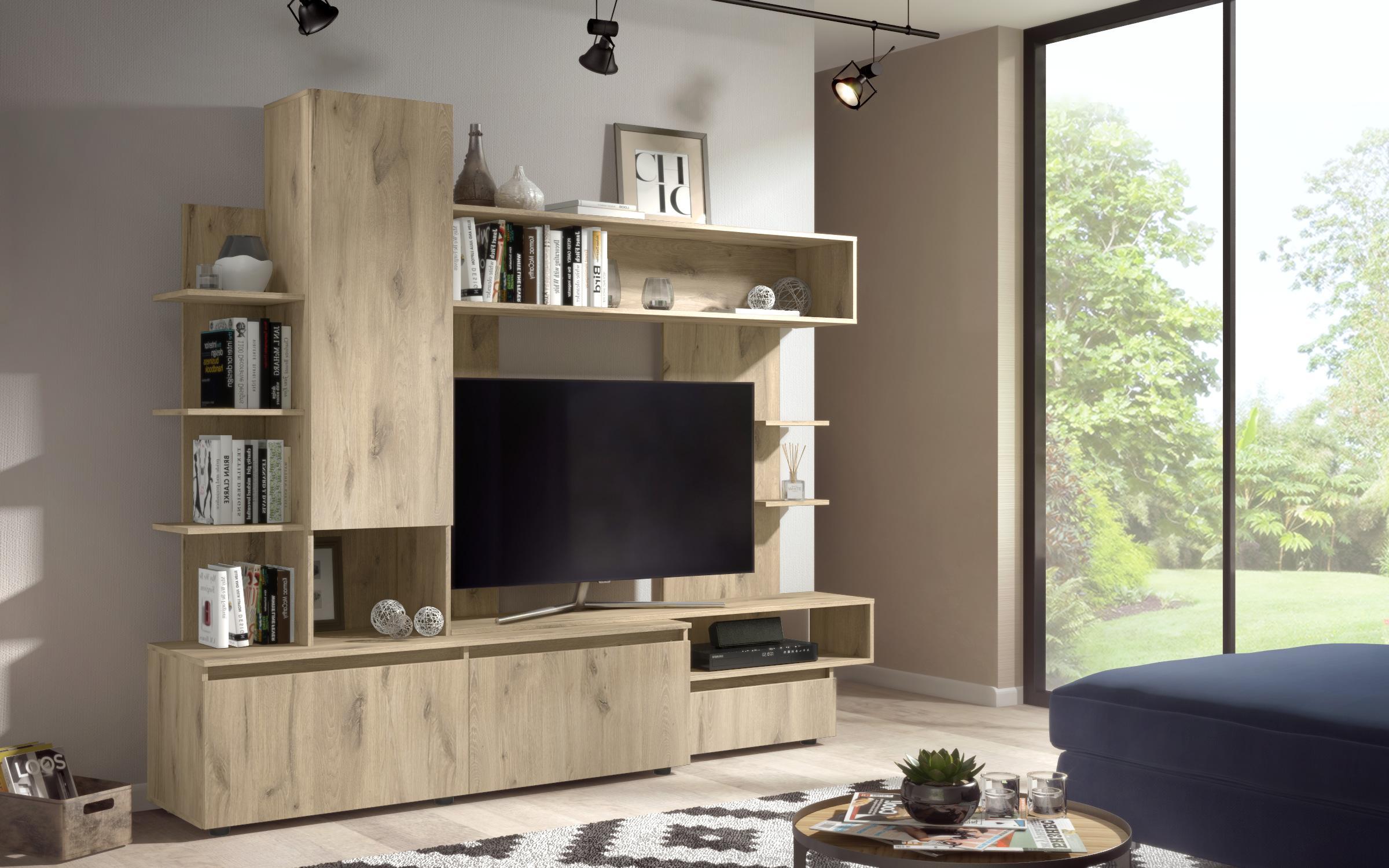 Set living Finix, gri deschis + stejar scandinav deschis  3