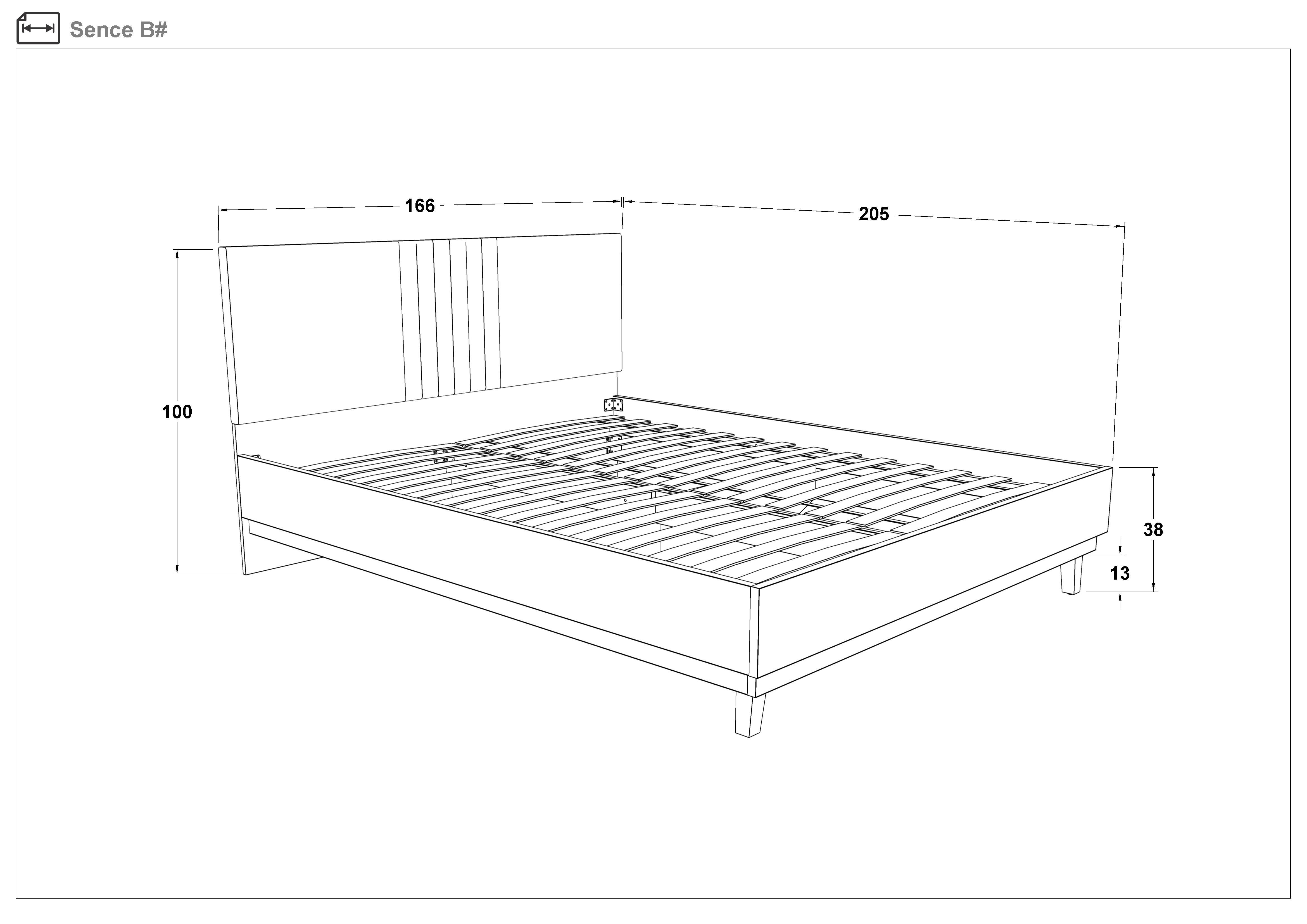 Двуспальная кровать под матрас 160/200 Сенс, белый глянец + светло-бежевый  2