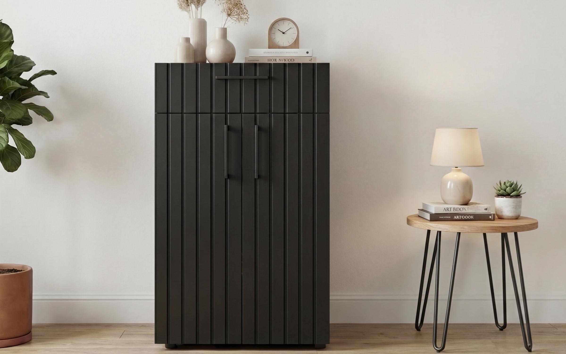 Comoda Senso, stejar scandinav inchis + negru mat  5