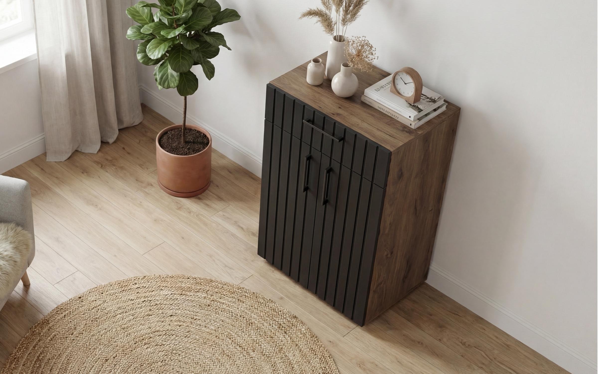 Comoda Senso, stejar scandinav inchis + negru mat  6