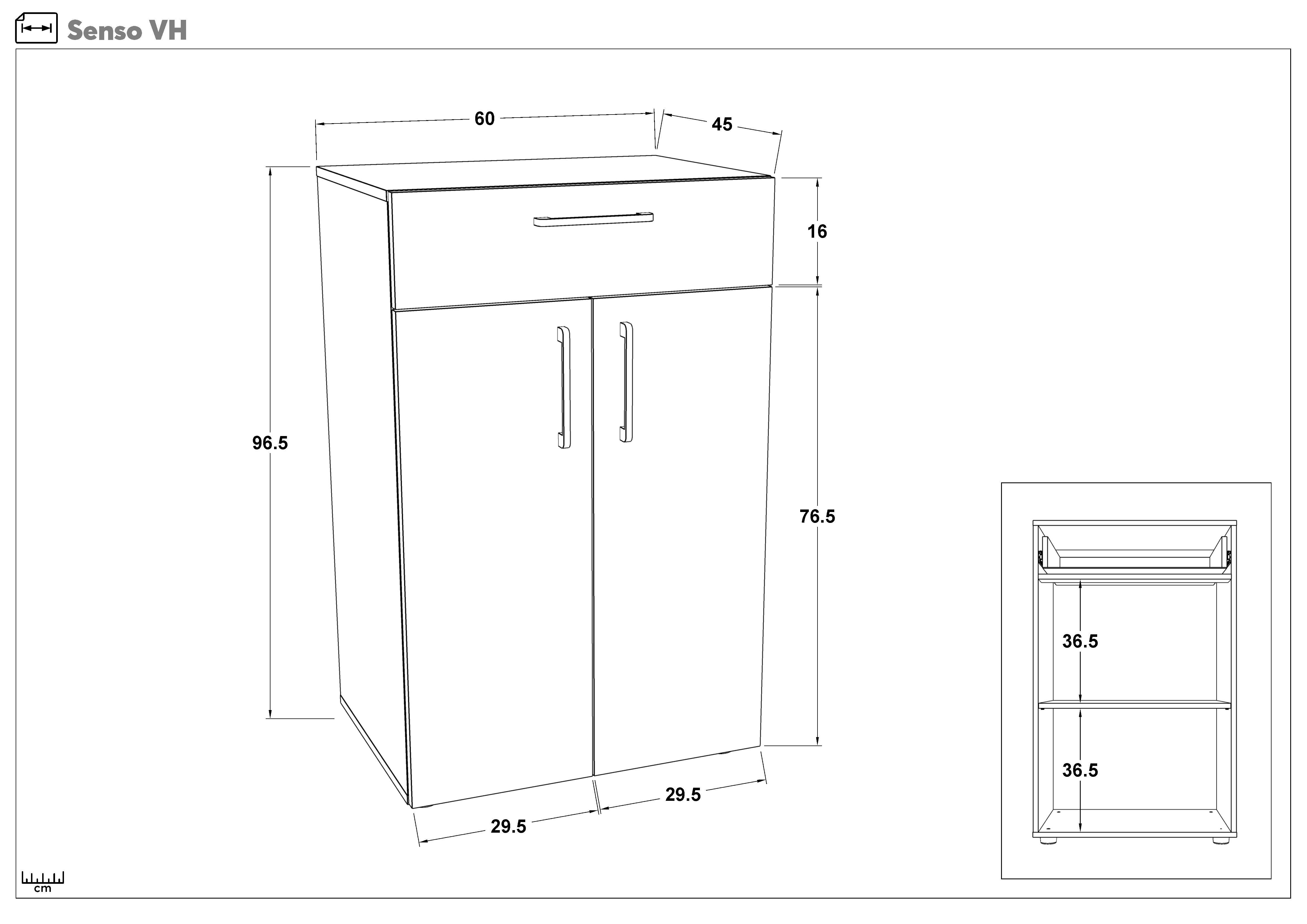 Comoda Senso, stejar scandinav inchis + negru mat  2