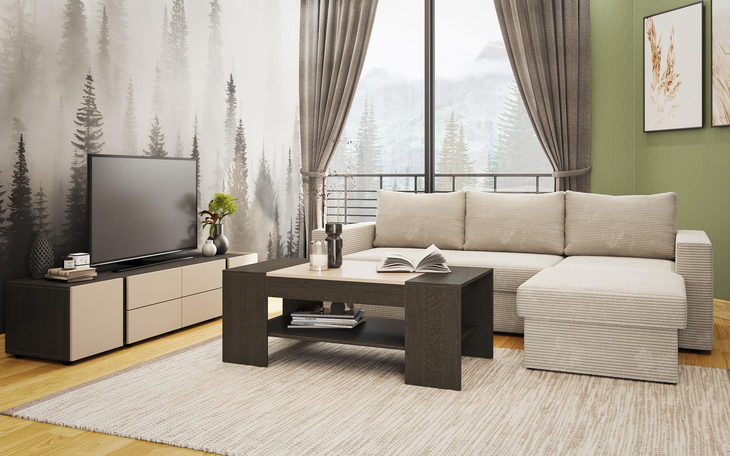 Colectia Emily 2 pentru camera de zi, bej + casmir + stejar antracit  1