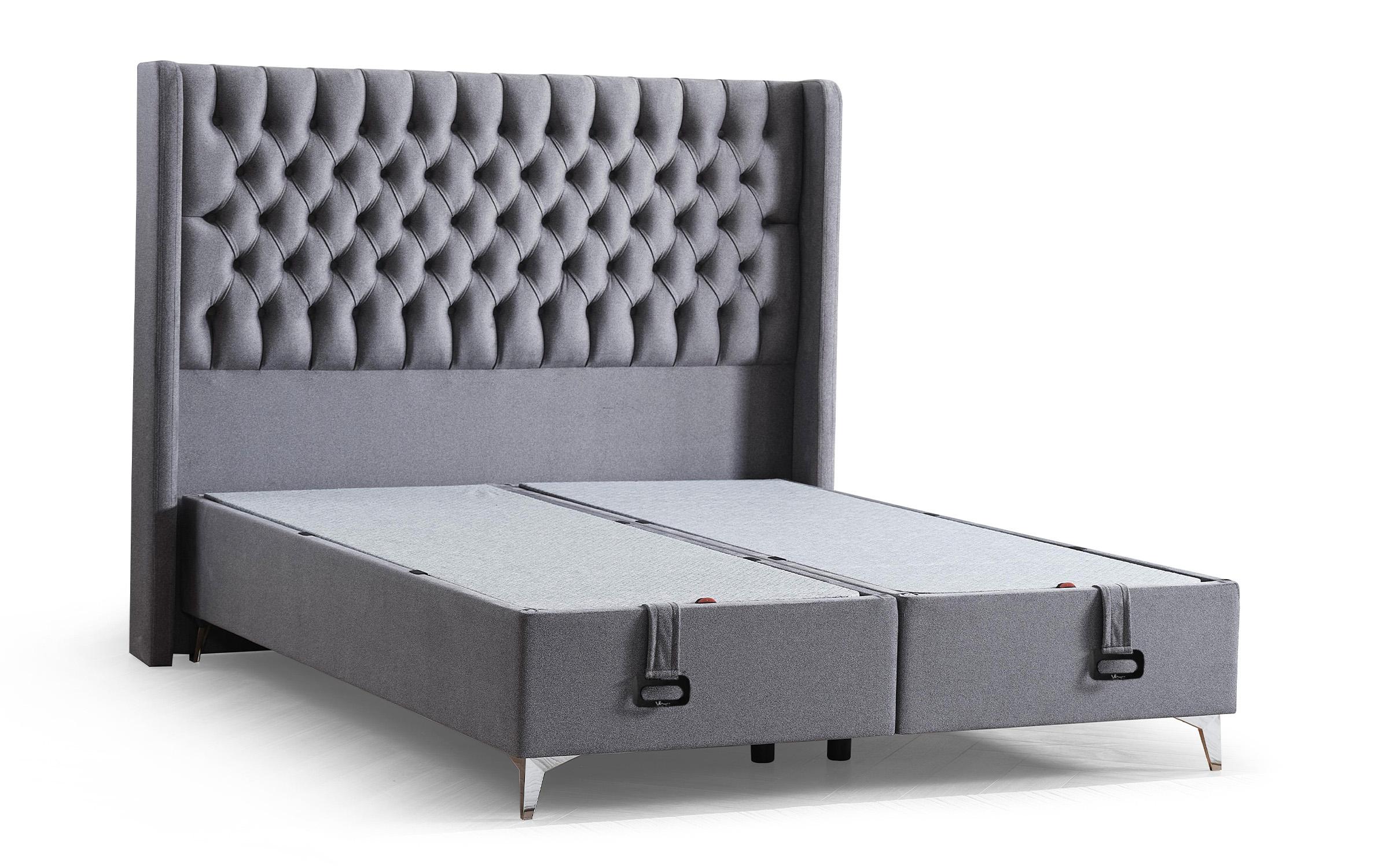 Pat dublu Boxspring 160/200 Velona + saltea, gri  3