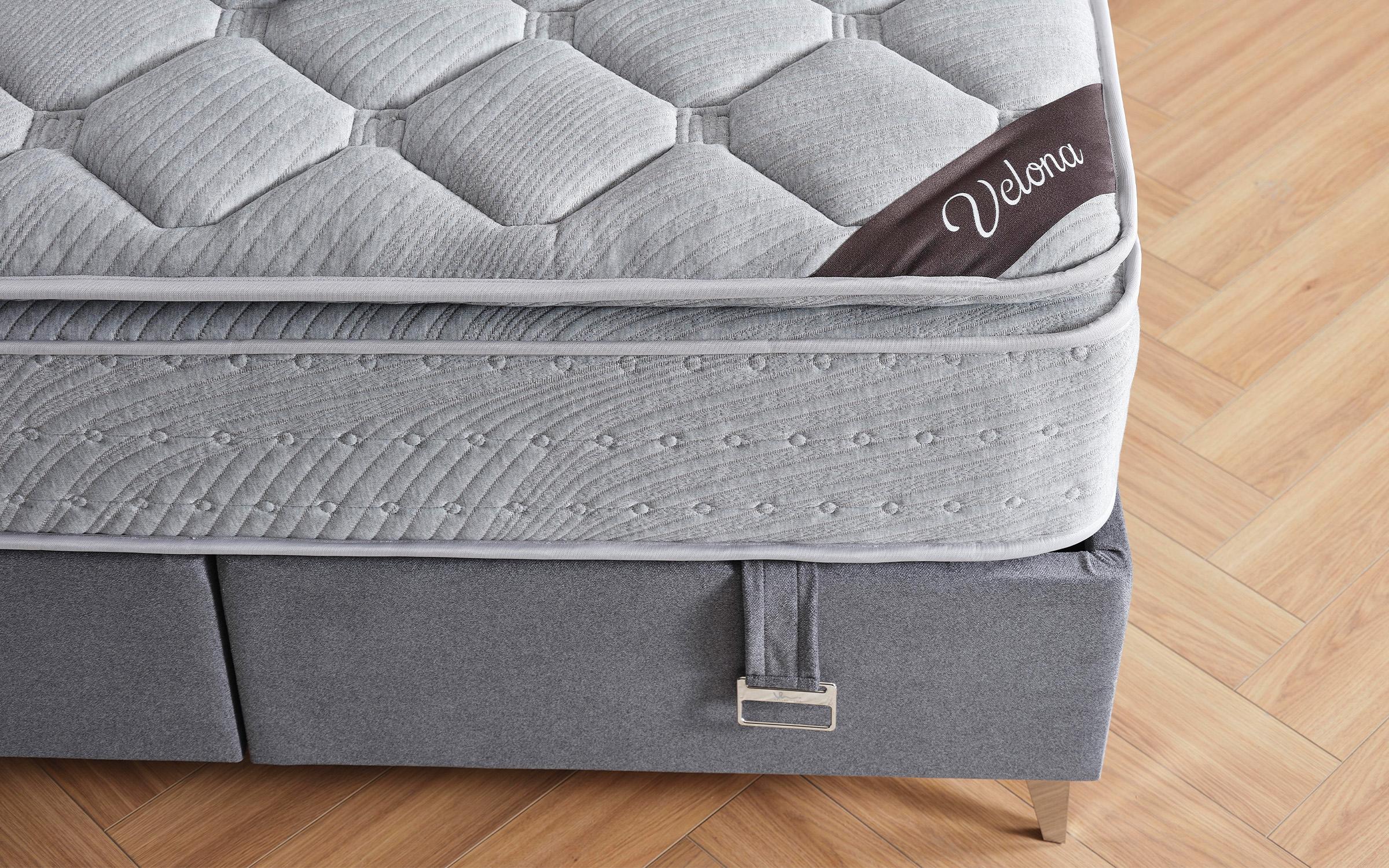 Pat dublu Boxspring 160/200 Velona + saltea, gri  13