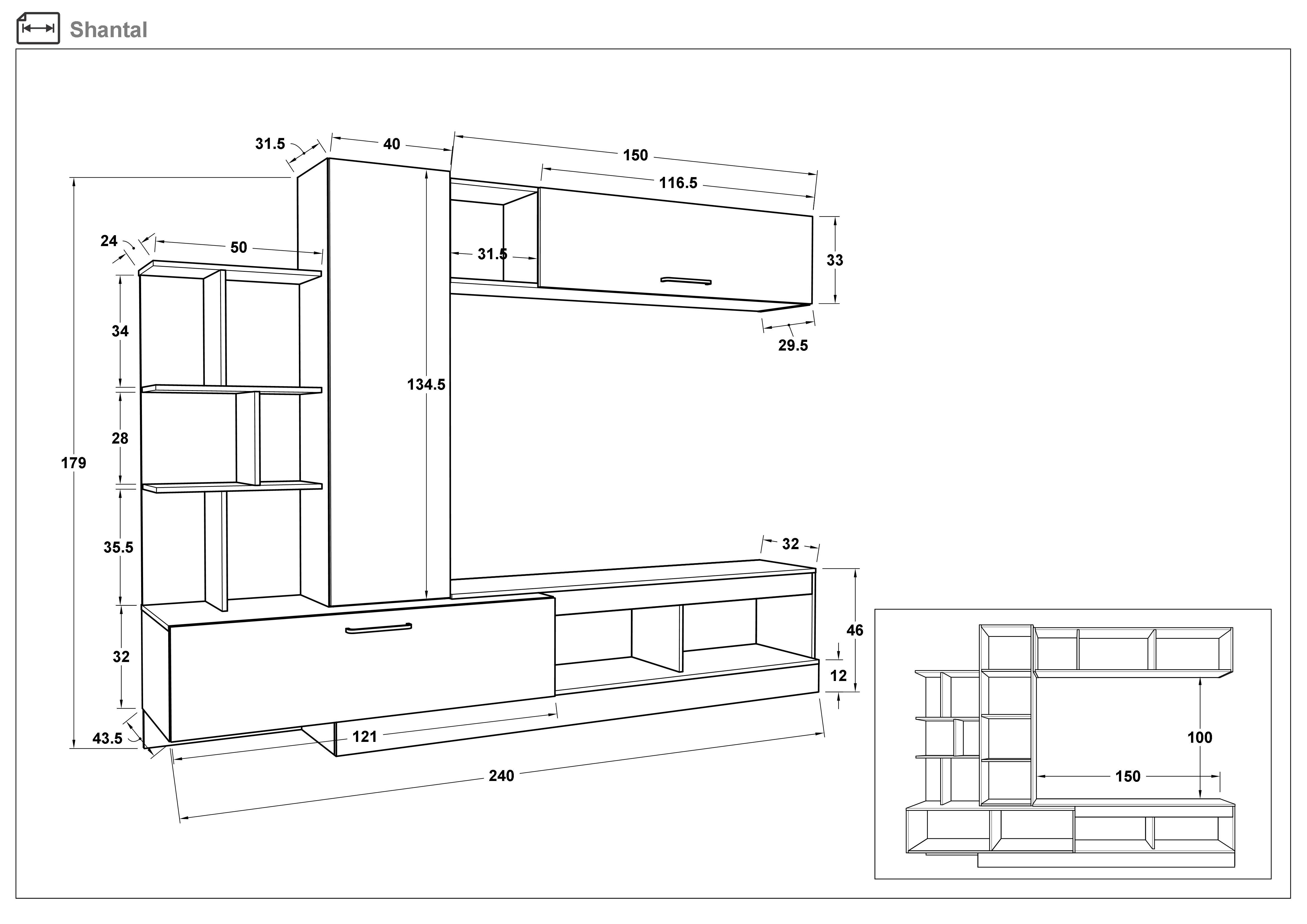 Biblioteca Shantal, marmura Tunis + stejar scandinav inchis  2