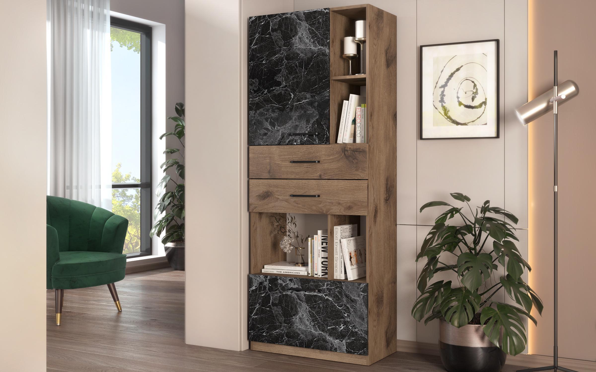 Set de bucatarie Cacao, negru lucios + stejar evoc + piele wenge  3