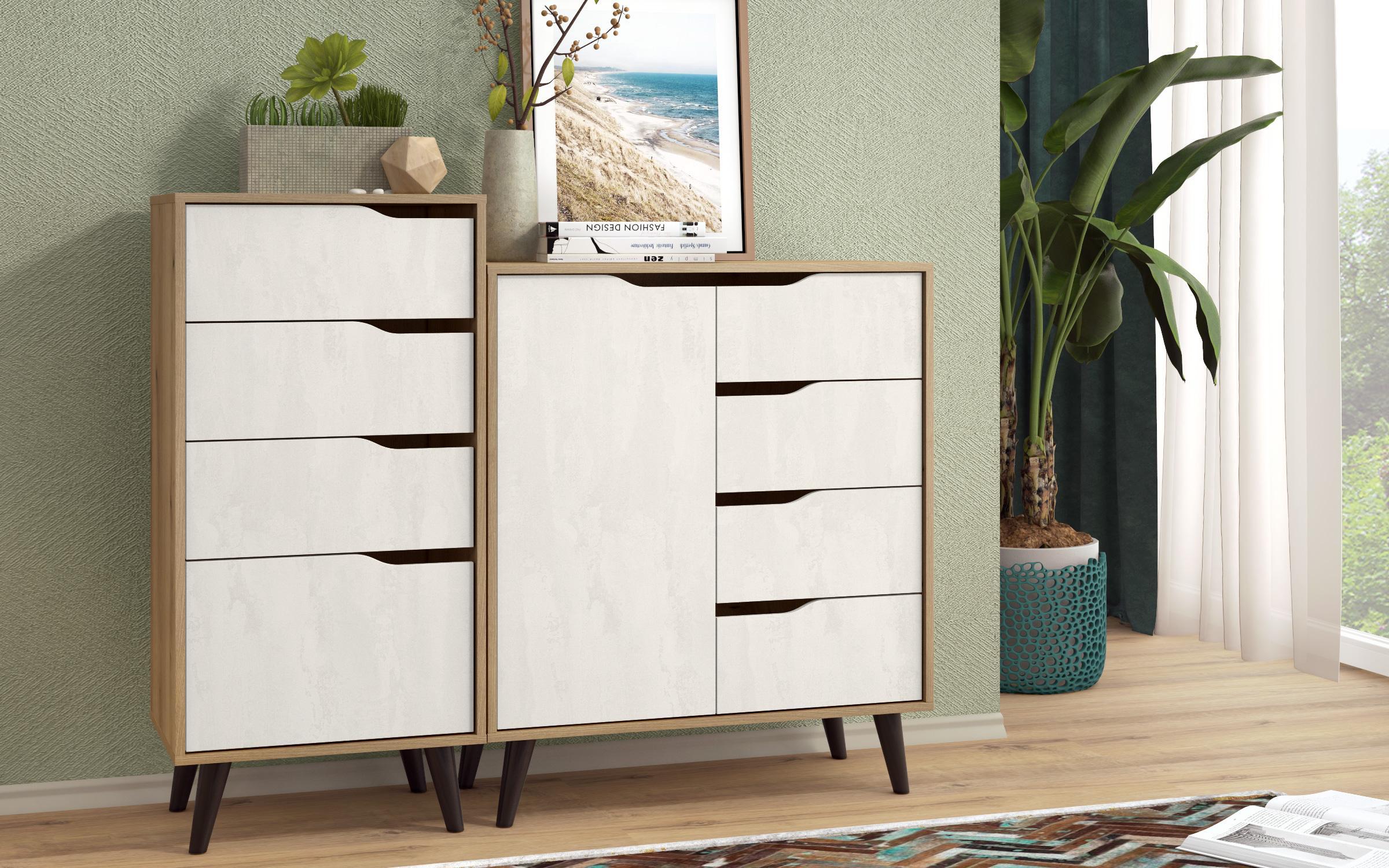 Comoda Morano B, Silk + stejar evoc  6