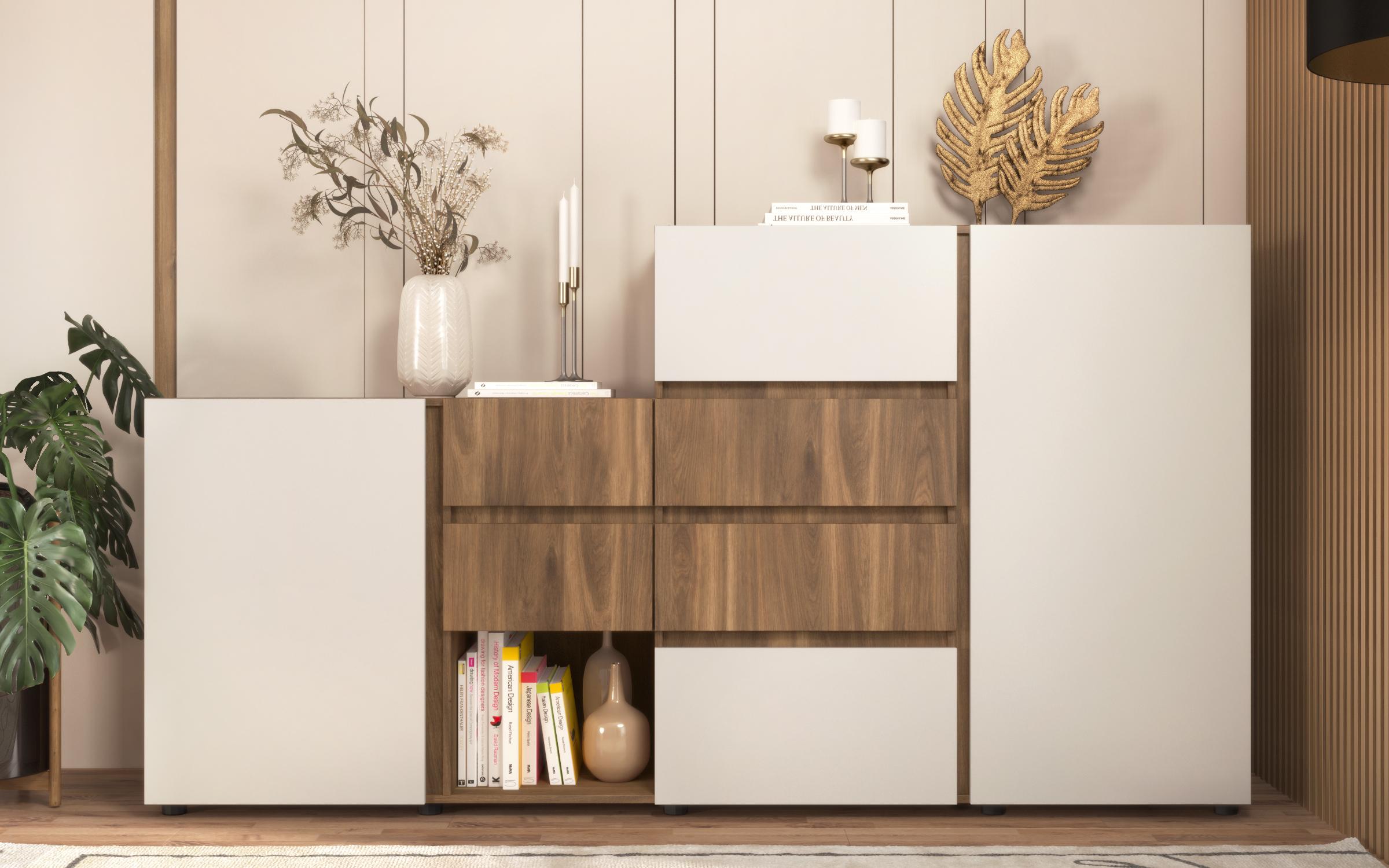 Dulap Neit L, stejar coniac + casmir  2
