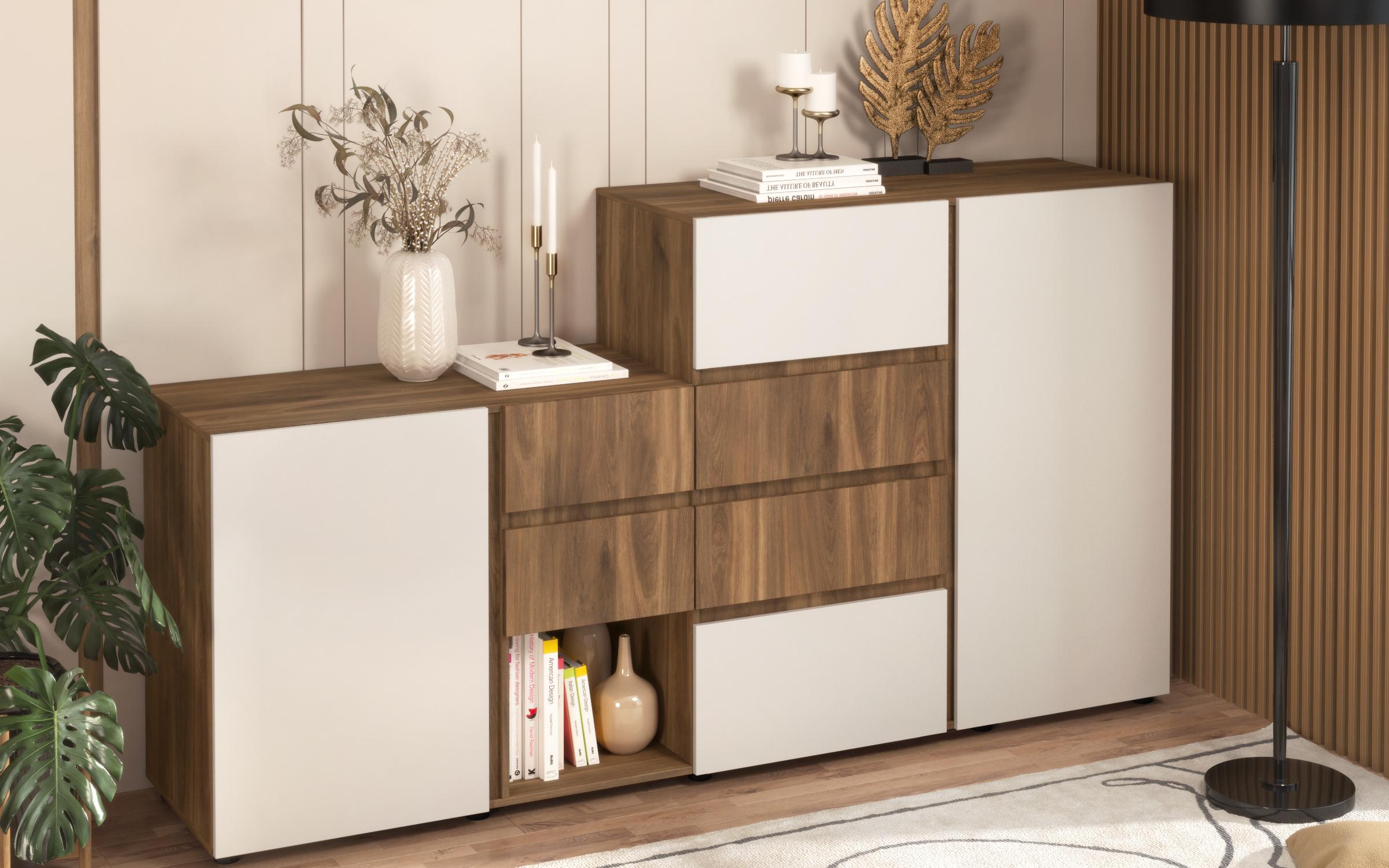 Dulap Neit L, stejar coniac + casmir  4