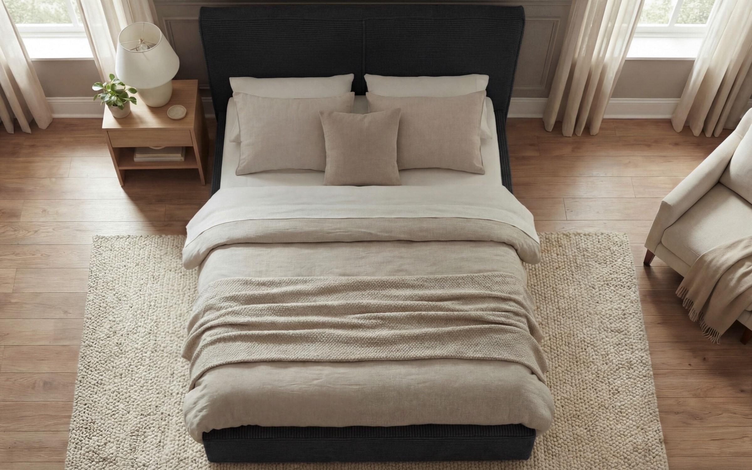 Pat dublu tapitat 160/200 Siera, gri inchis  3