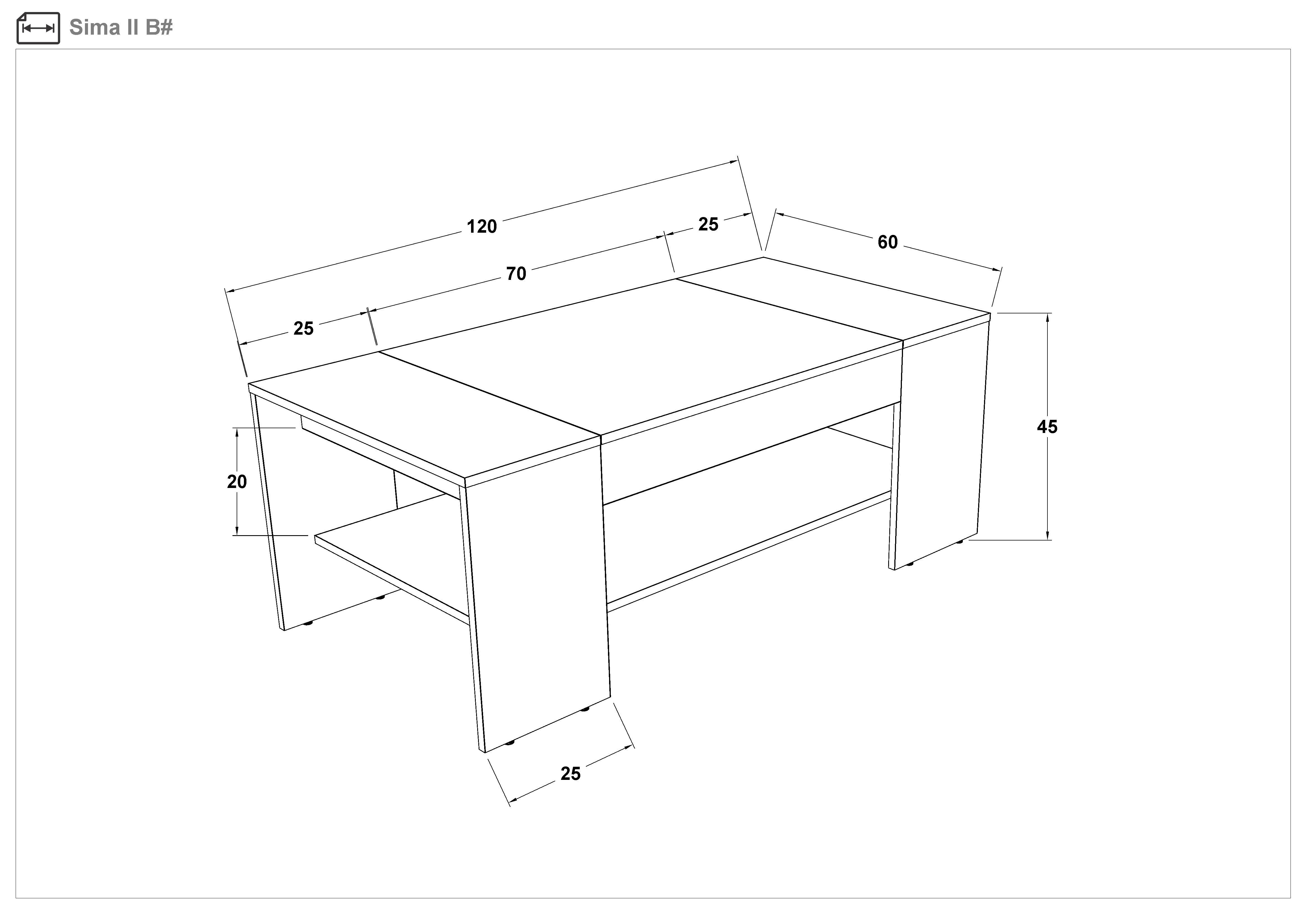 Журнальный столик Сима, дуб эвок + магма  2