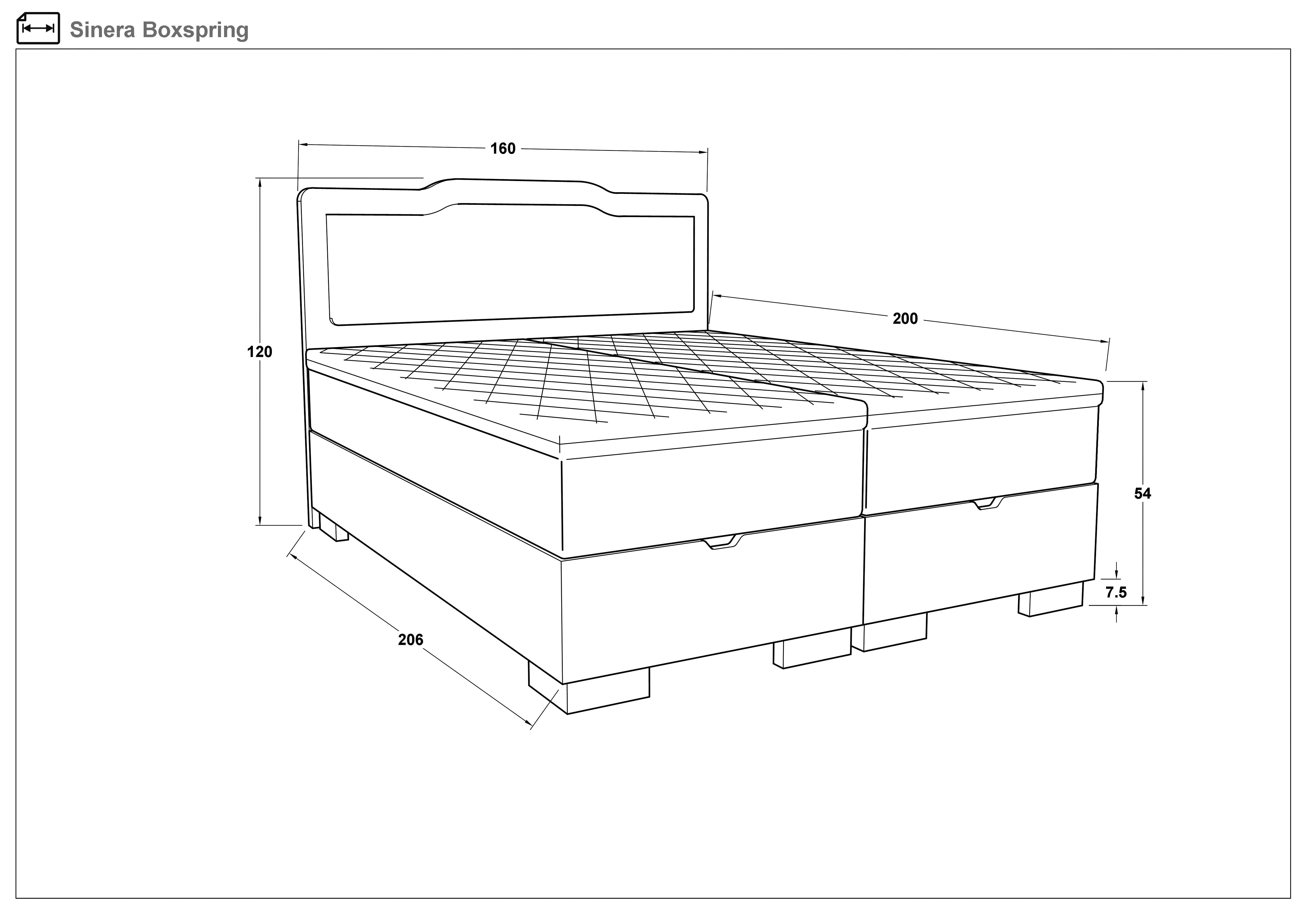 Pat dublu Boxspring 160/200 Sinera, gri inchis  2