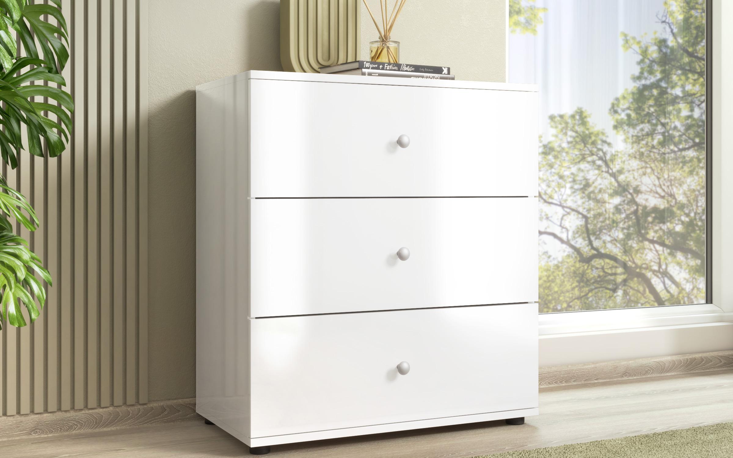 Comoda Discount, alb lucios 2