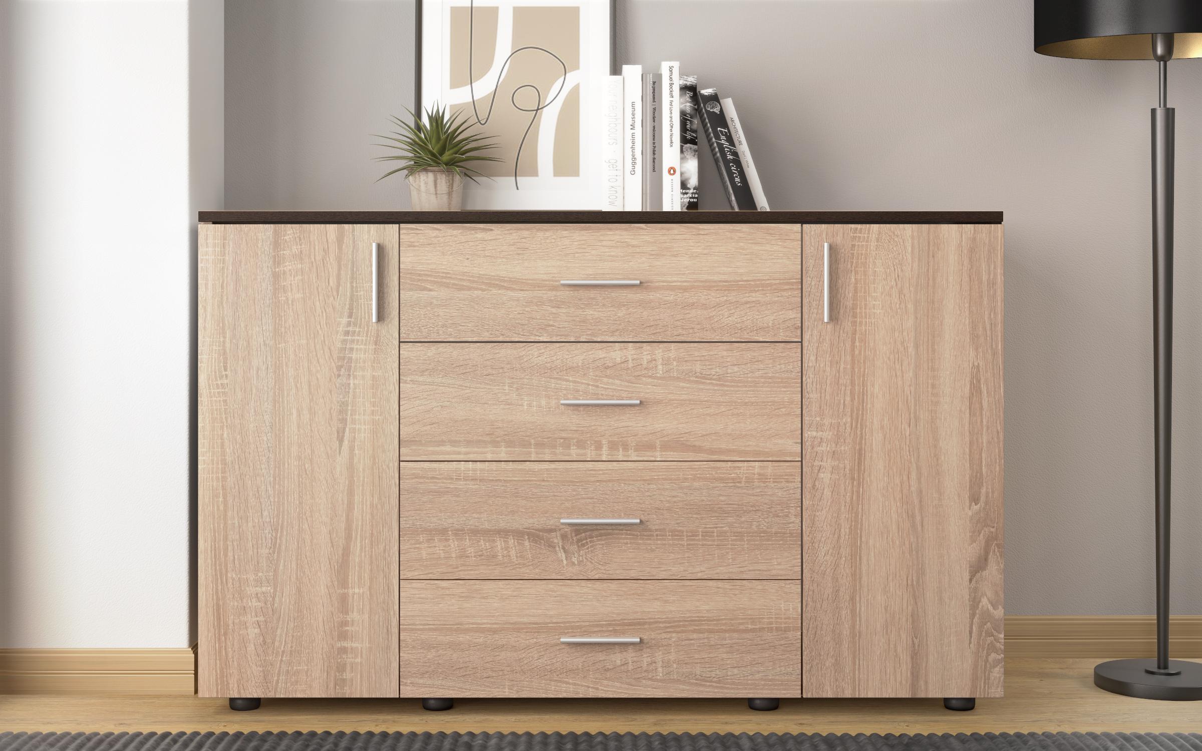 Comoda Lenny, wenge + stejar sonoma  2