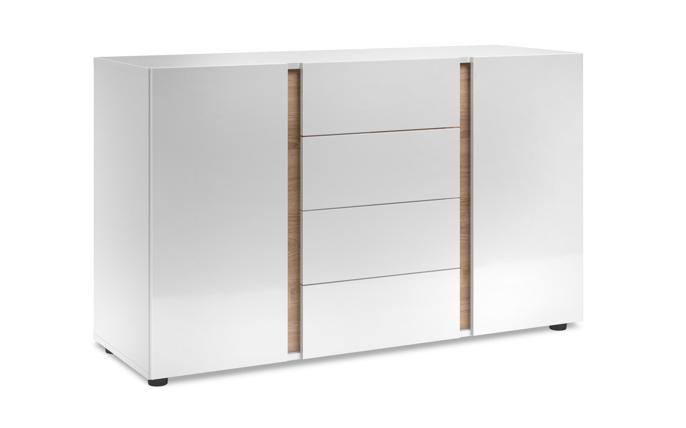 Comoda Omonia L, alb lucios + stejar sonoma  5