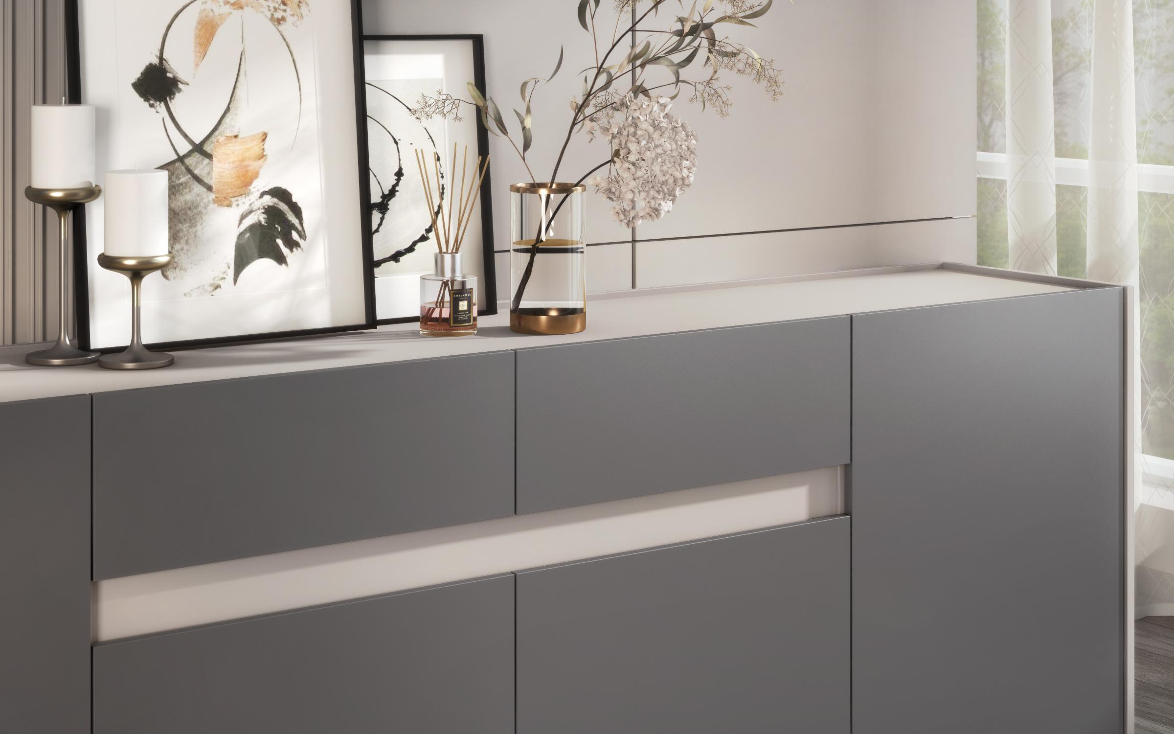 Comoda MDF Pier, nisipiu mat + grafit  3