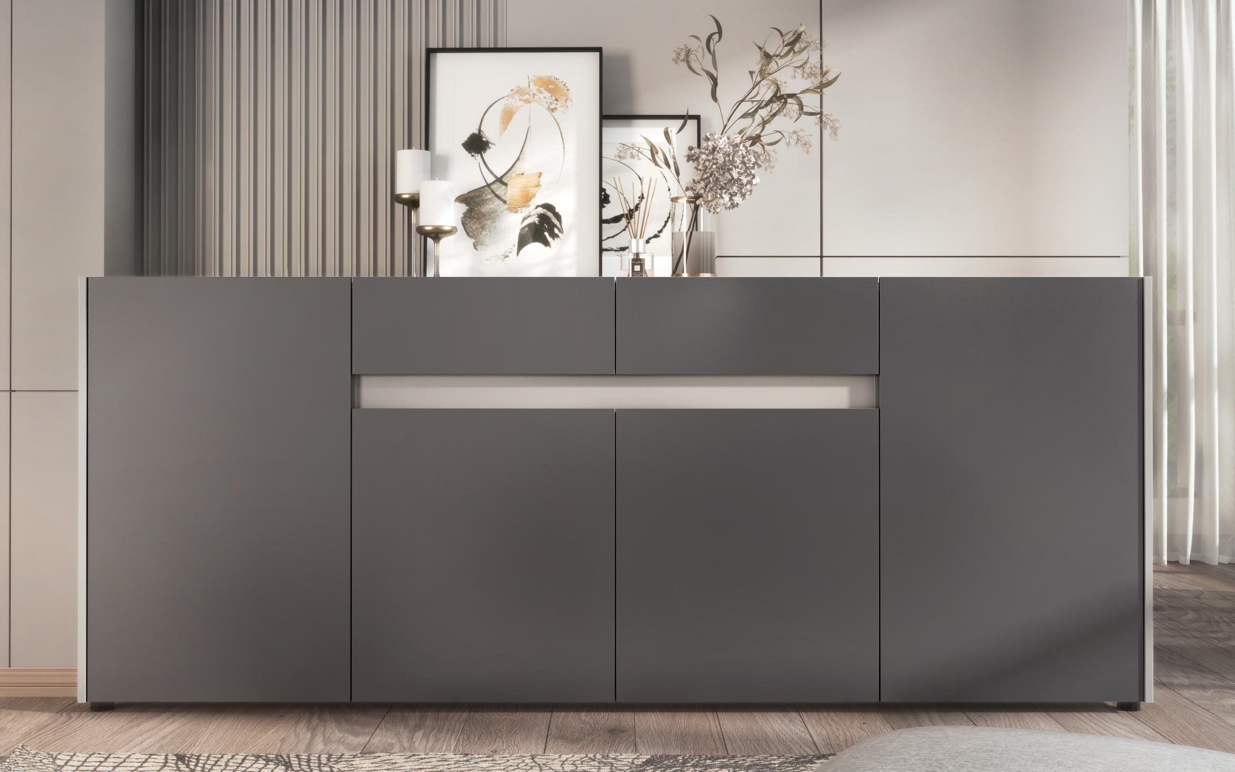 Comoda MDF Pier, nisipiu mat + grafit  2