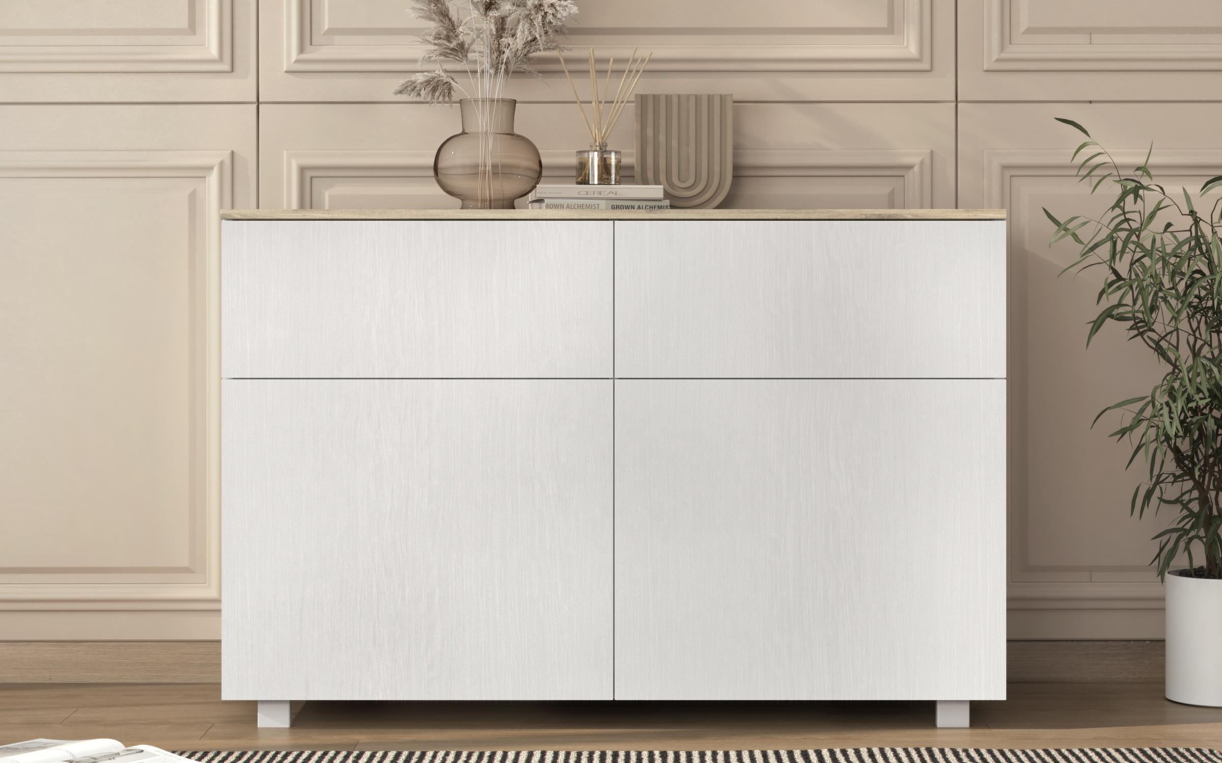 Comoda Vardero, alb mat + stejar scandinav deschis  2
