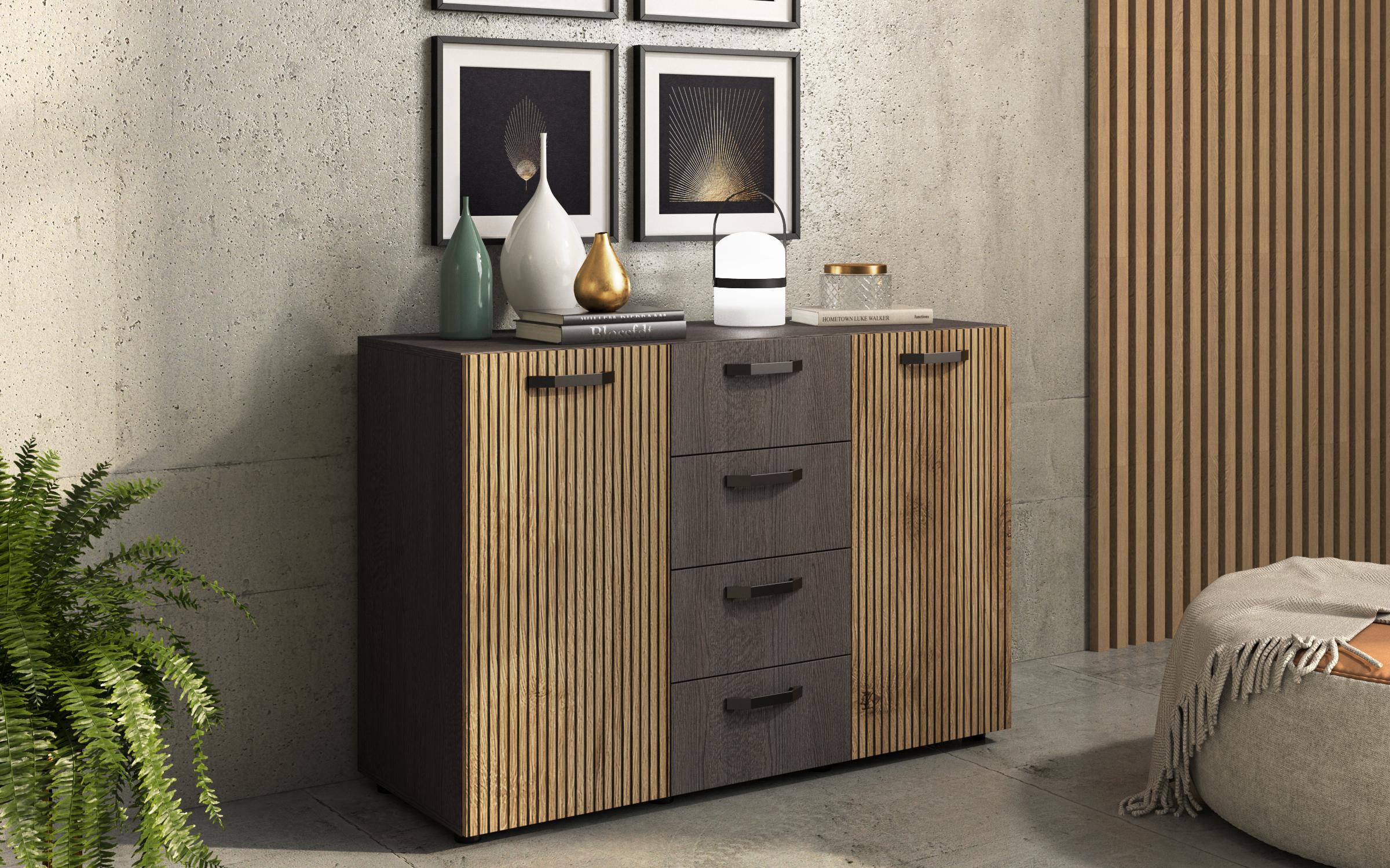 Comoda Balman, stejar antracit + cadiz  1