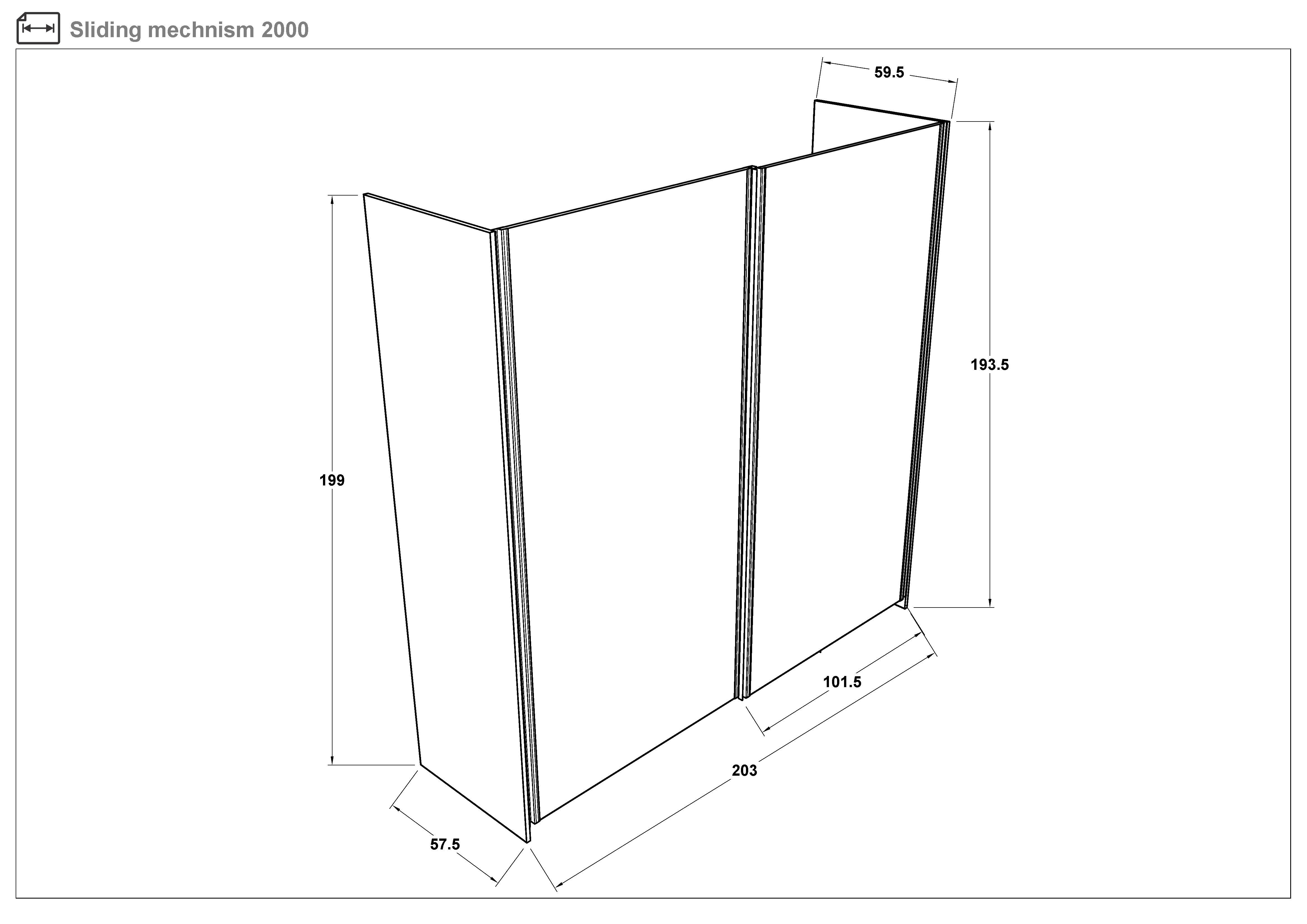 Dulap modular cu usi glisante 200 сm Soho Slide 200, bej metalic  3