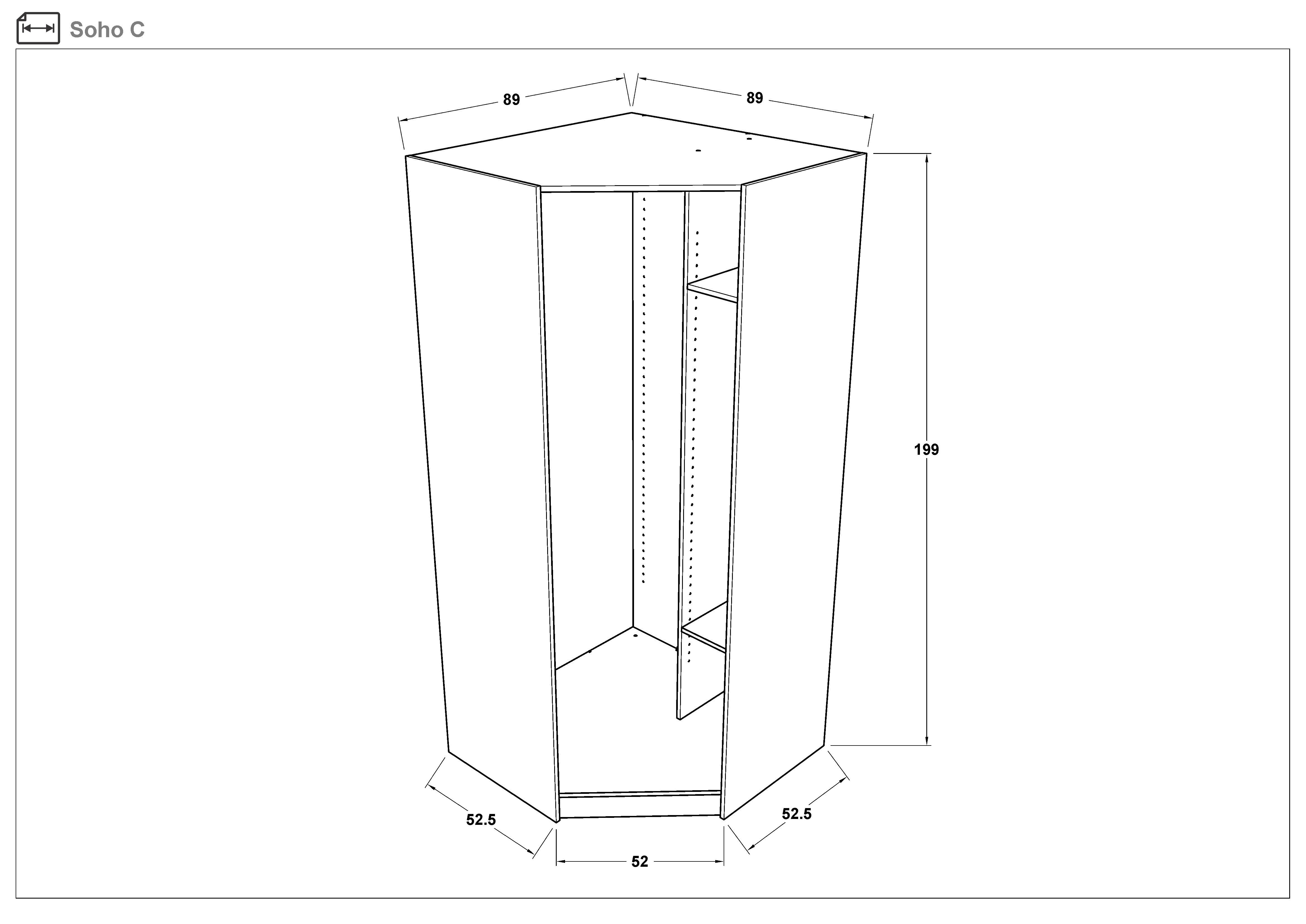 Dulap modular de colt deschis Soho Free de colt, nisipiu mat  4