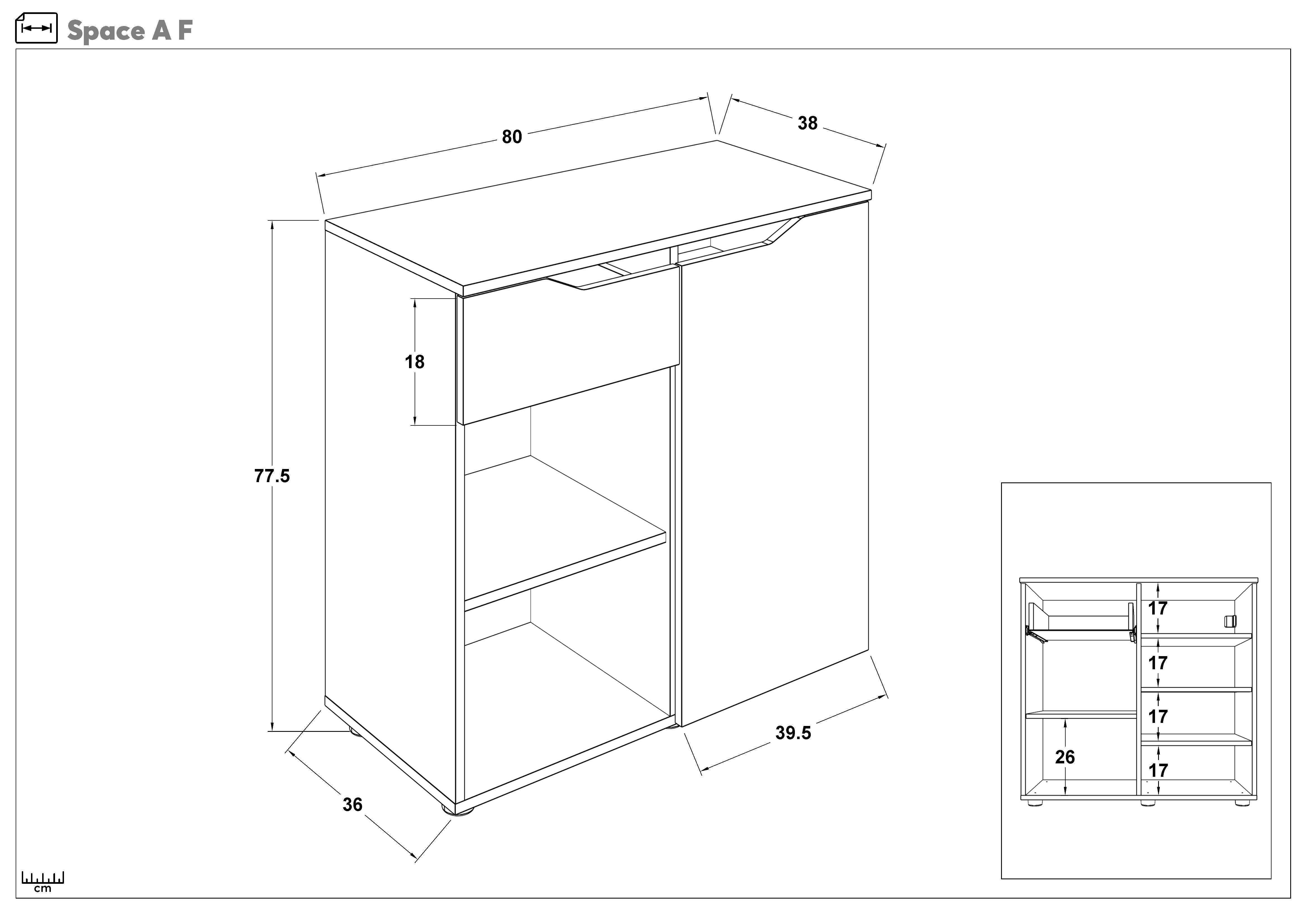 Comoda Space A, casmir + stejar antracit  2
