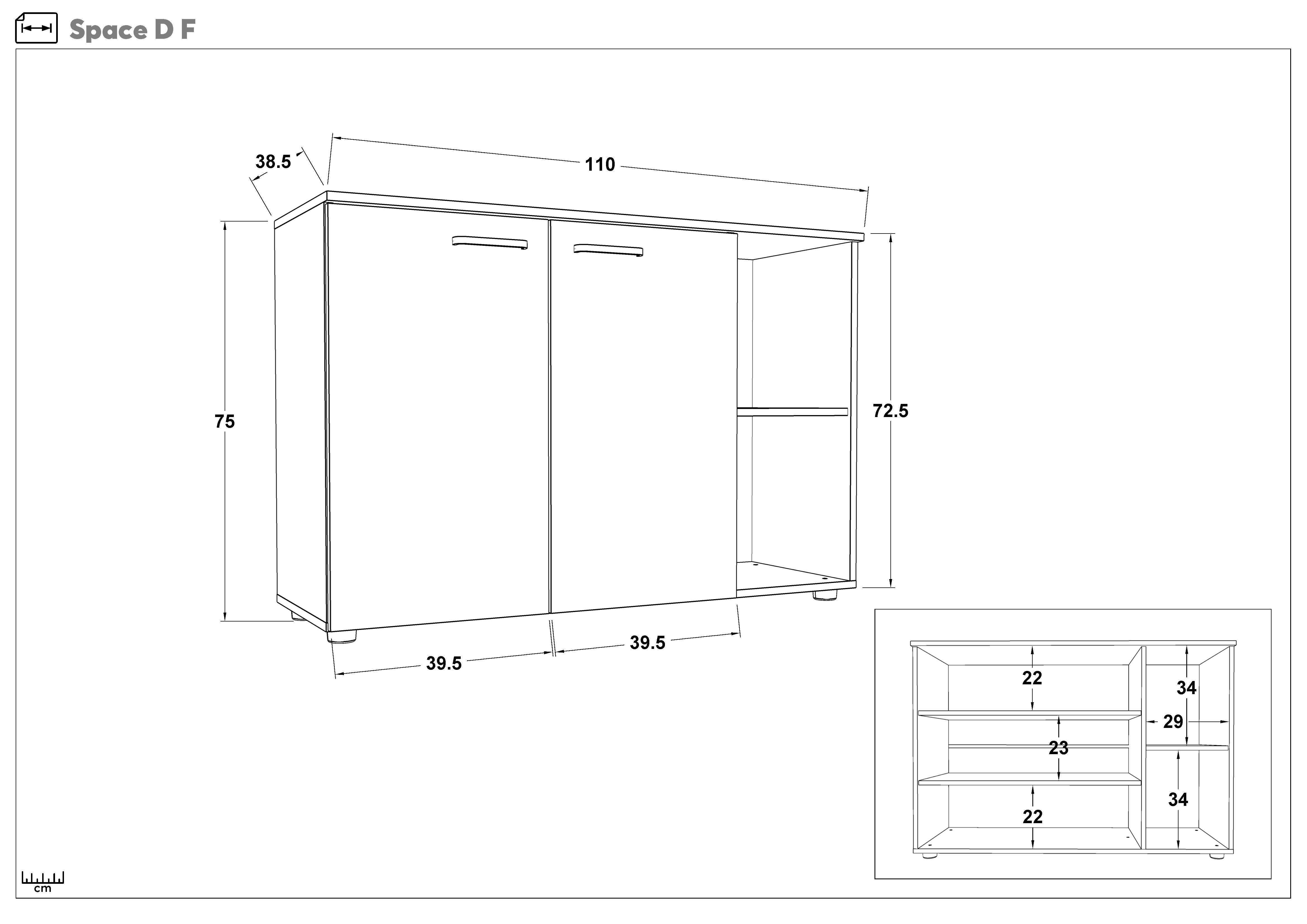 Comoda Space D, casmir + stejar antracit  2