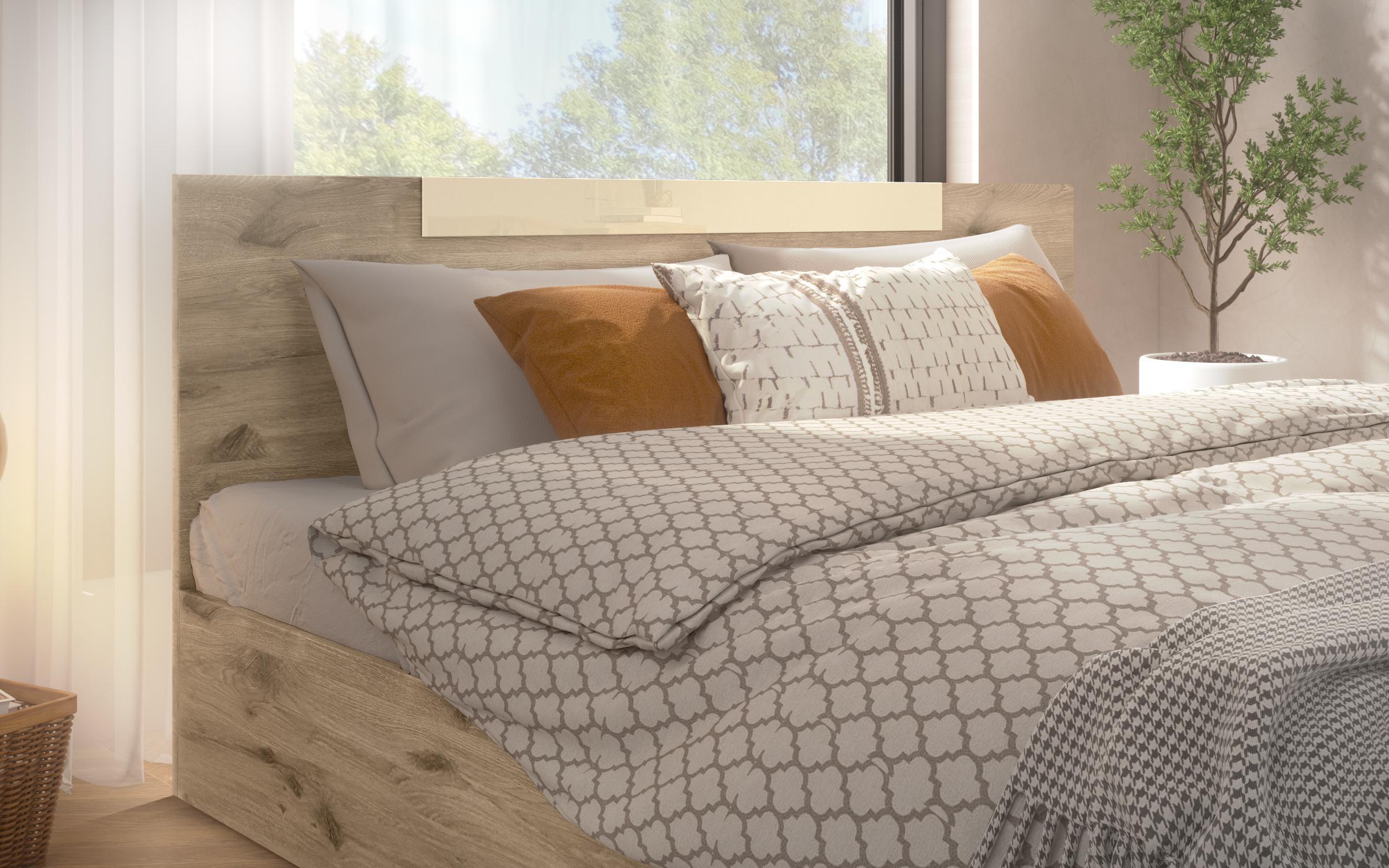 Pat dublu Katerina pentru saltea 160/200, stejar scandinav deschis  4