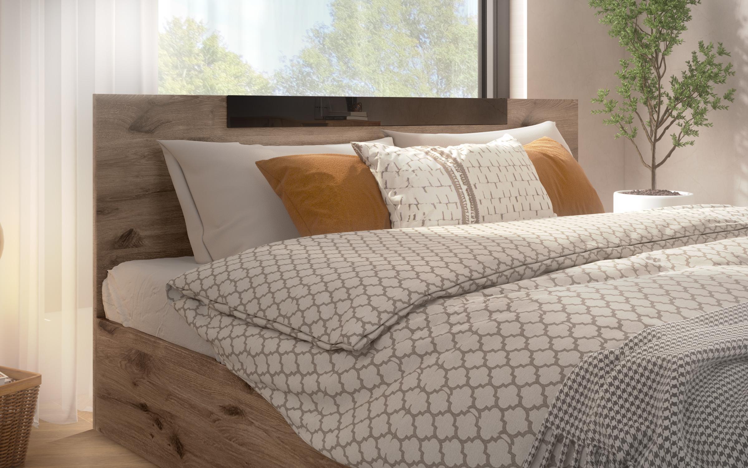 Pat dublu Katerina Fresh, pentru saltea 160/200, stejar scandinav inchis  5