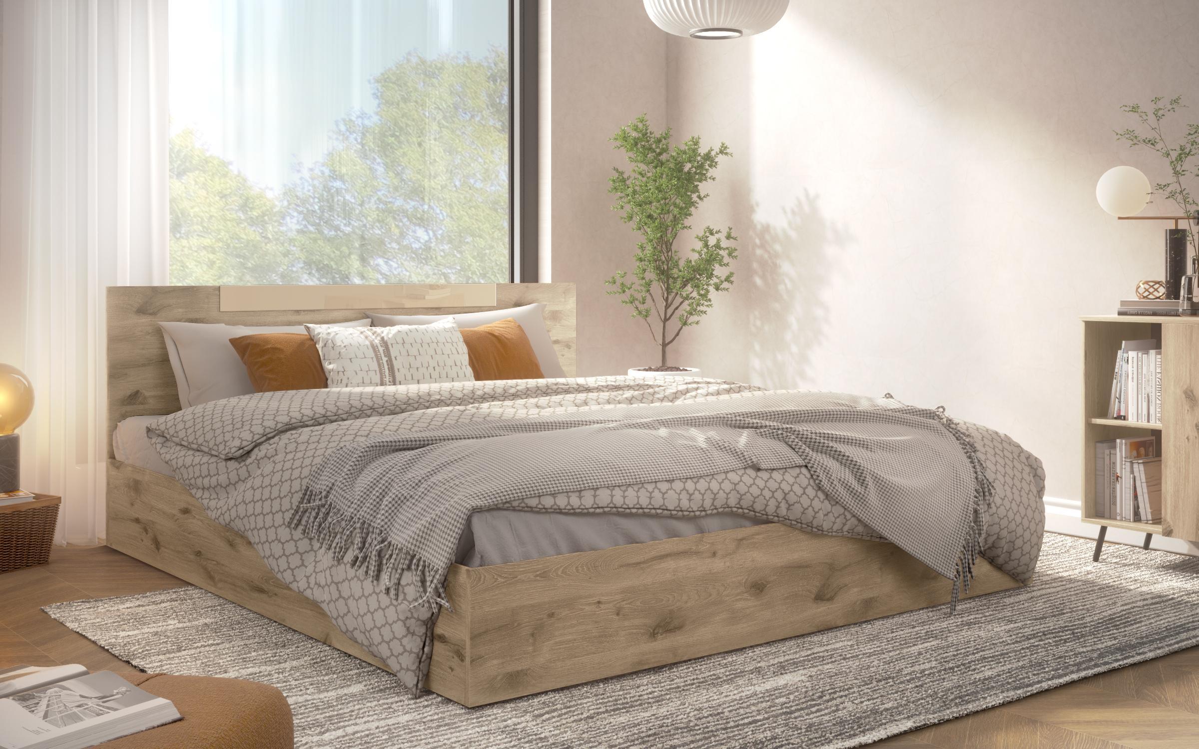 Pat dublu 140/200 Katerina, stejar scandinav deschis  1