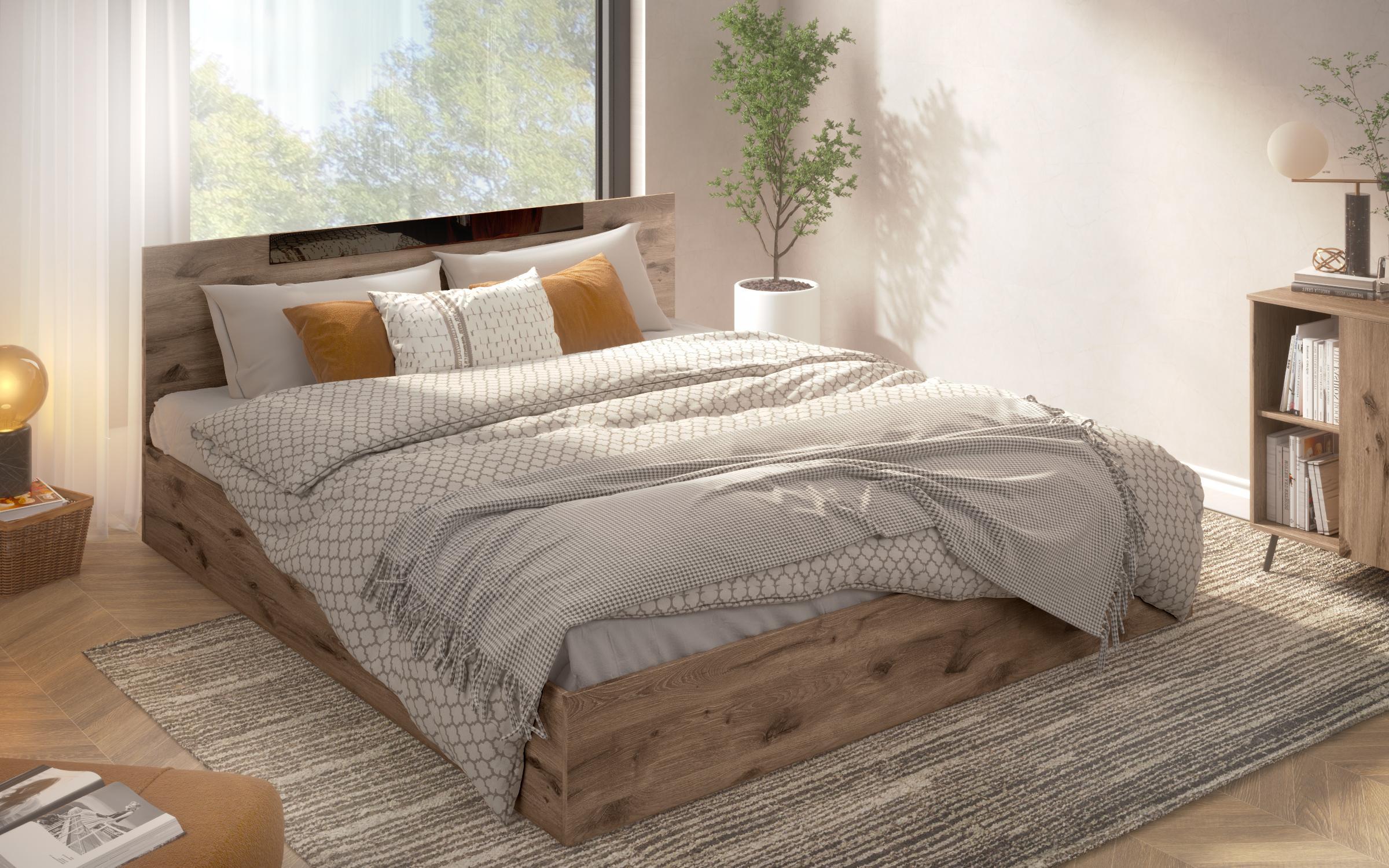 Pat dublu Katerina Fresh, pentru saltea 160/200, stejar scandinav inchis  3