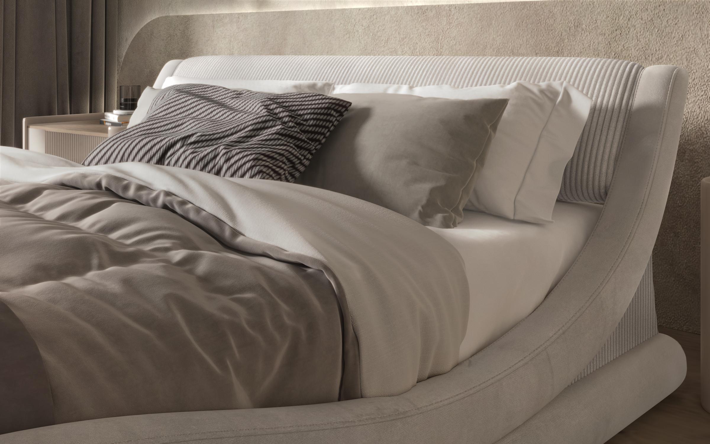 Pat dublu tapitat 160/200 Liviana Delux, bej deschis + bej  5