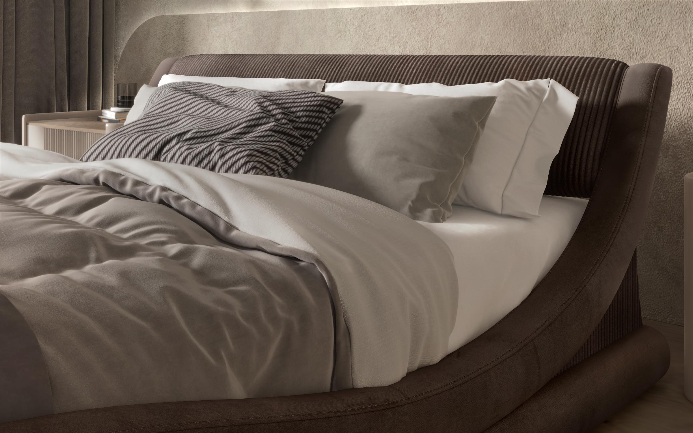 Pat dublu tapitat 160/200 Liviana Delux, maro + maro inchis  5