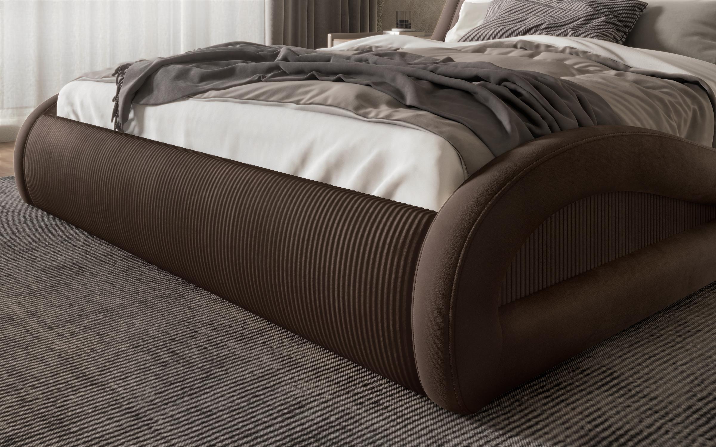 Pat dublu tapitat 160/200 Liviana Delux, maro + maro inchis  6